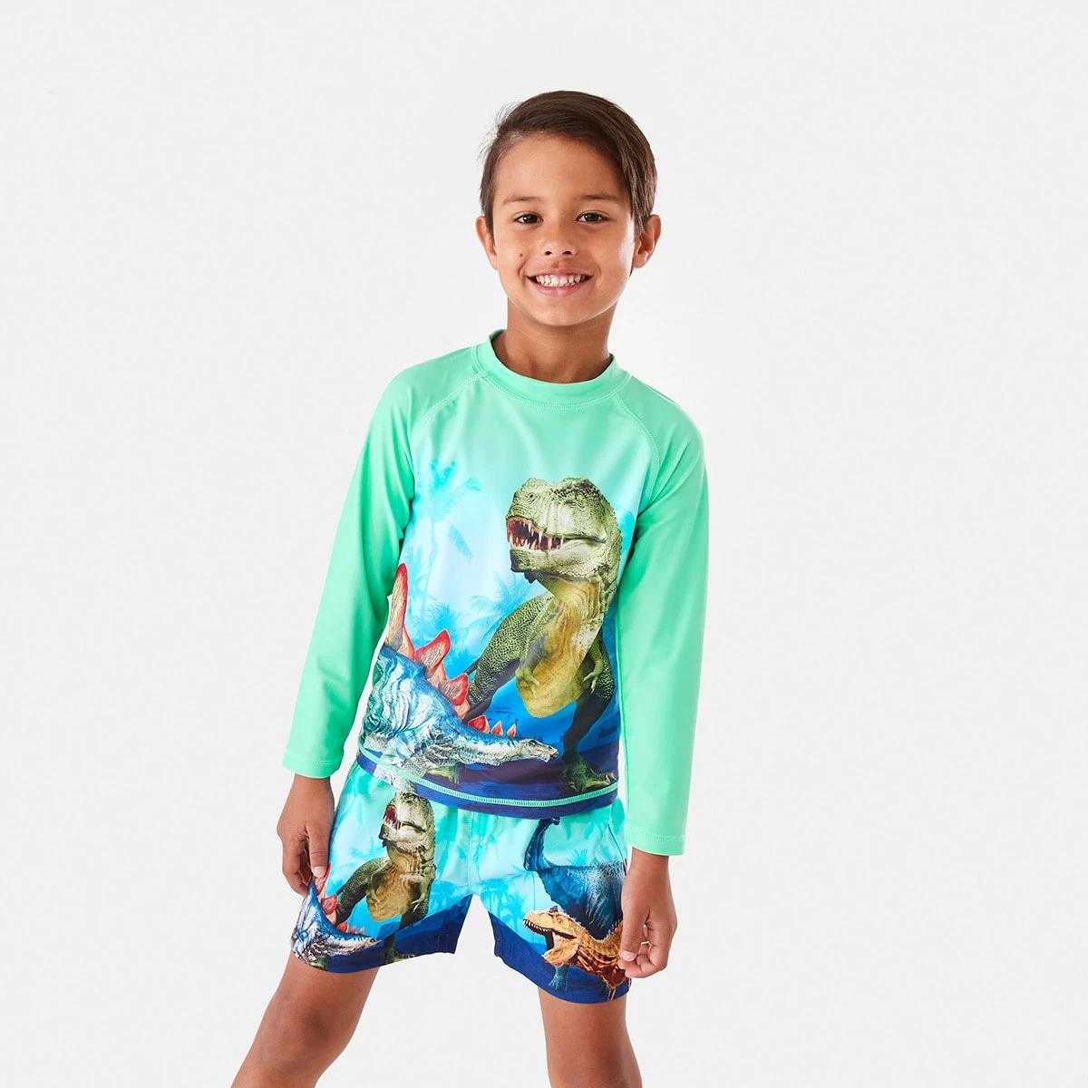 1 Digital Print Rash Vest Grn Dino, 1 of 8