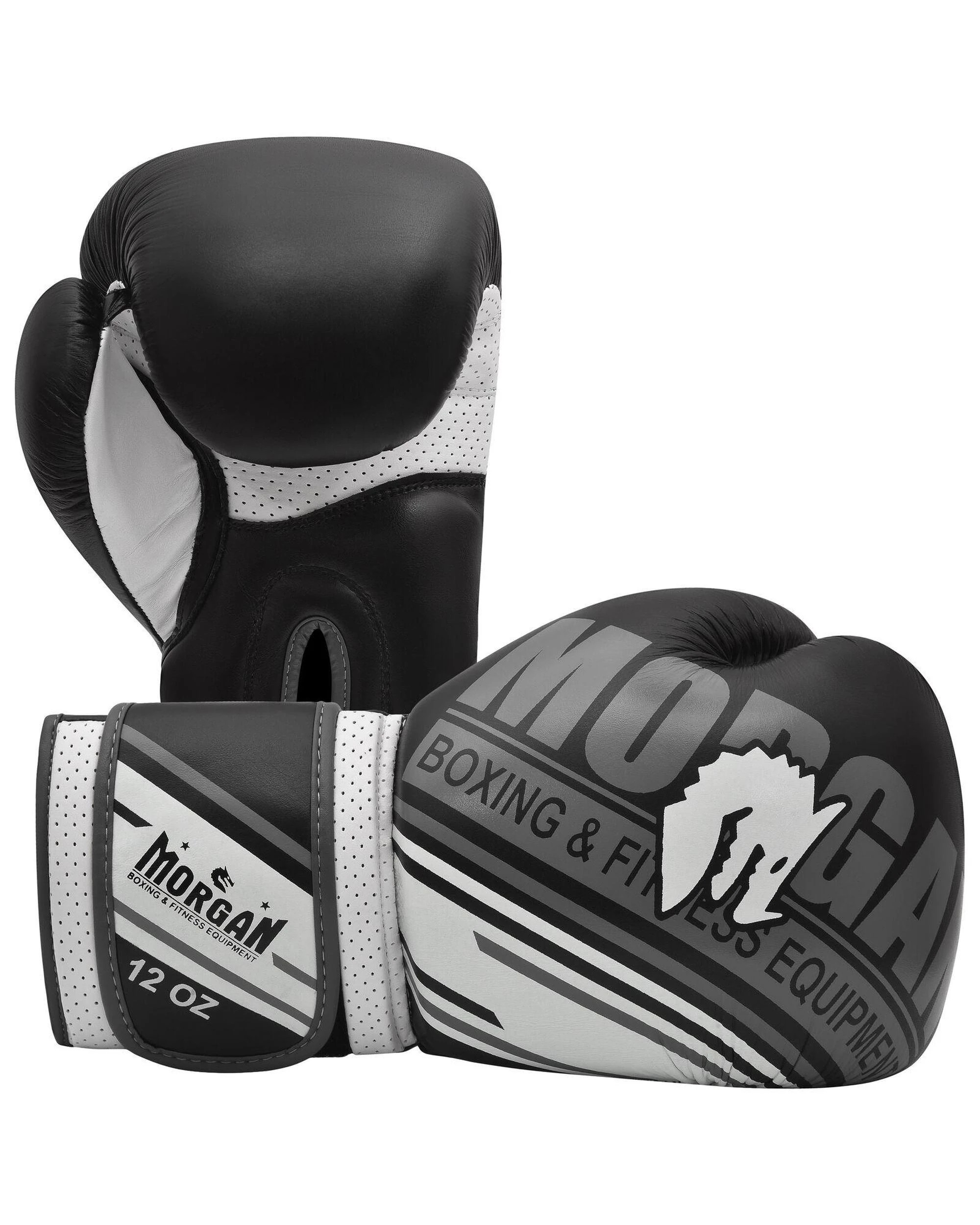 2 Morgan Sports Aventus Leather Boxing Gloves 16oz - White, 2 of 5