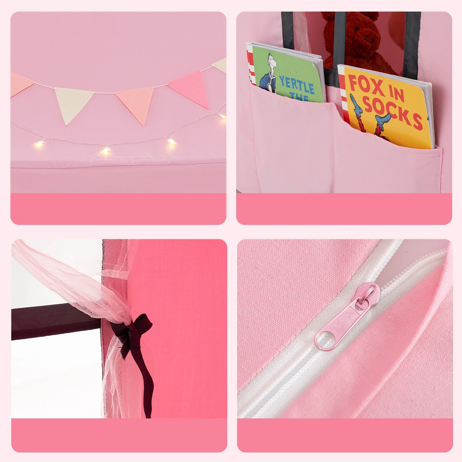 4 Costway Play Tent Kids Playhouse Indoor Toy w/Mat, 4 of 6