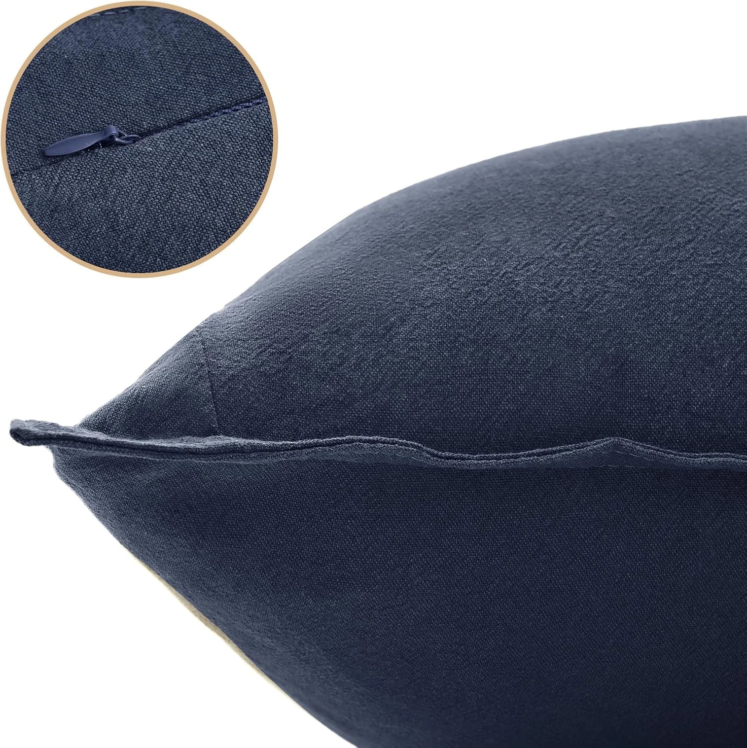 2 Gioia Casa 2-Pack Linen-Cotton Blend Cushion Covers 30x50cm - Navy Blue, 2 of 4