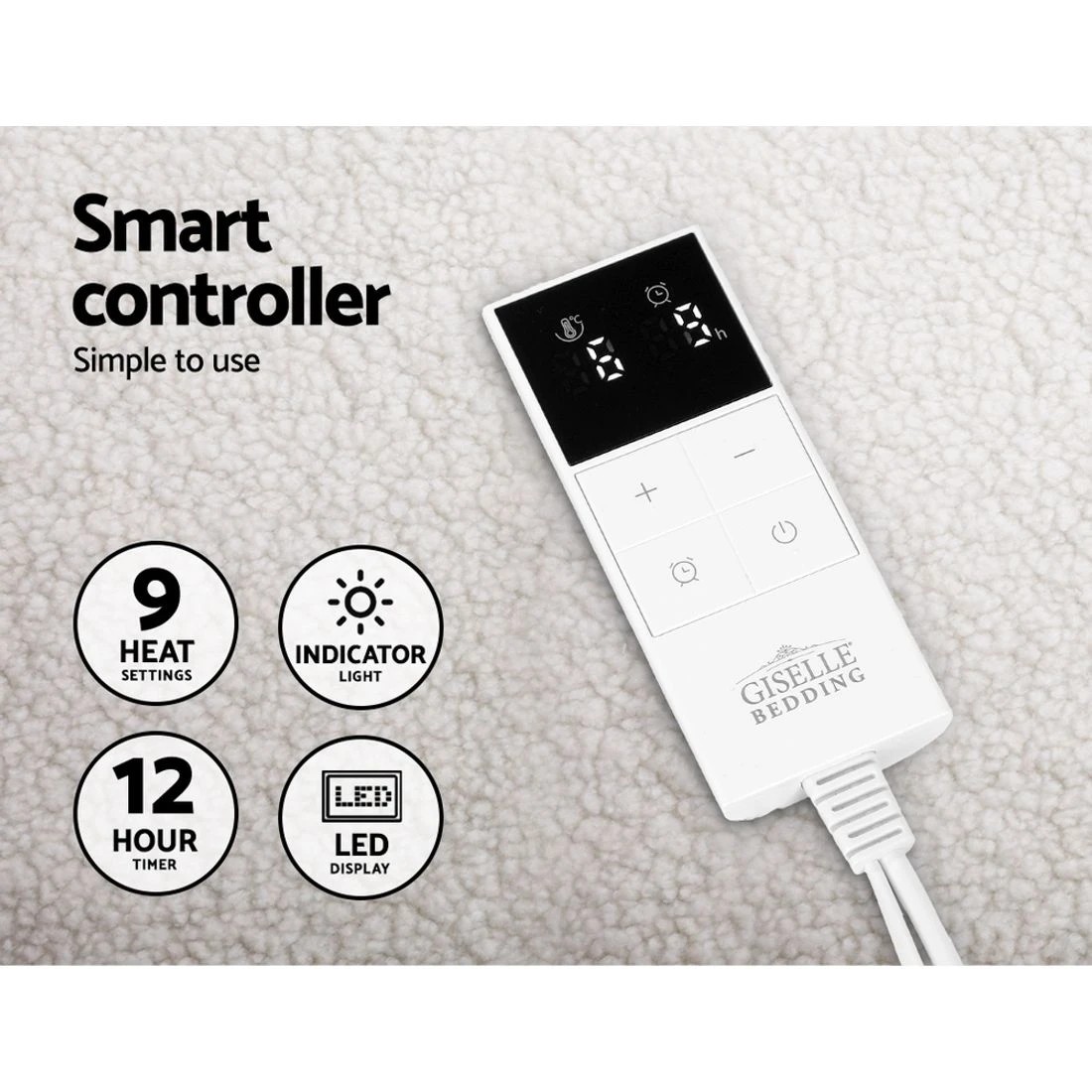 5 Giselle Electric Blanket Fleecy Underlay King - White, 5 of 7