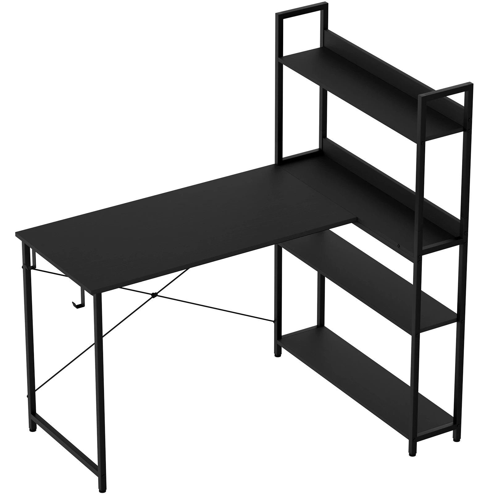 3 Advwin 110cm L Shaped Computer Desk With Reversible Storage Bookshelf Corner Desk Black, 3 of 8