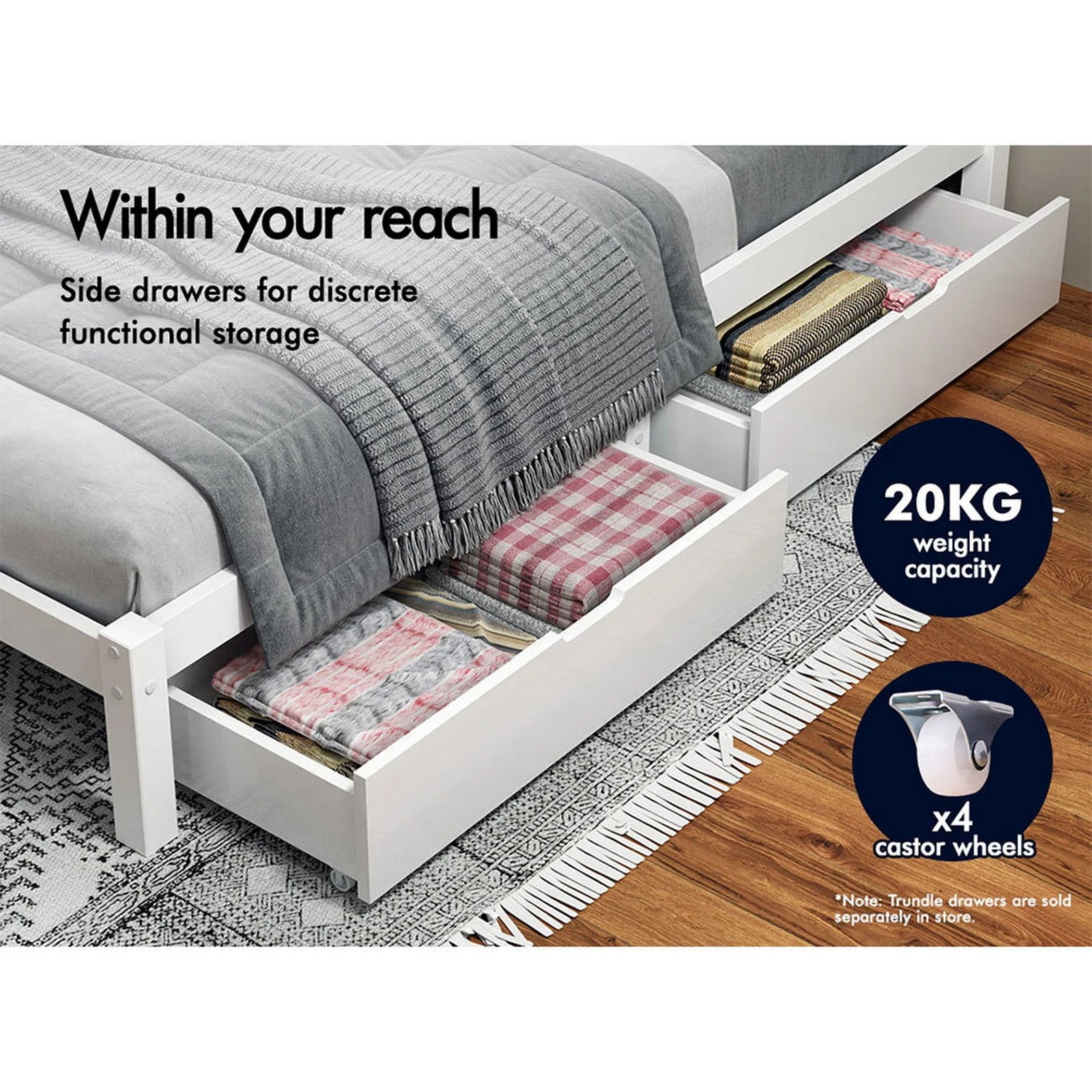 10 Alfordson Bed Frame Wooden Timber Double Size Mattress Base Platform Fenella - White, 10 of 10