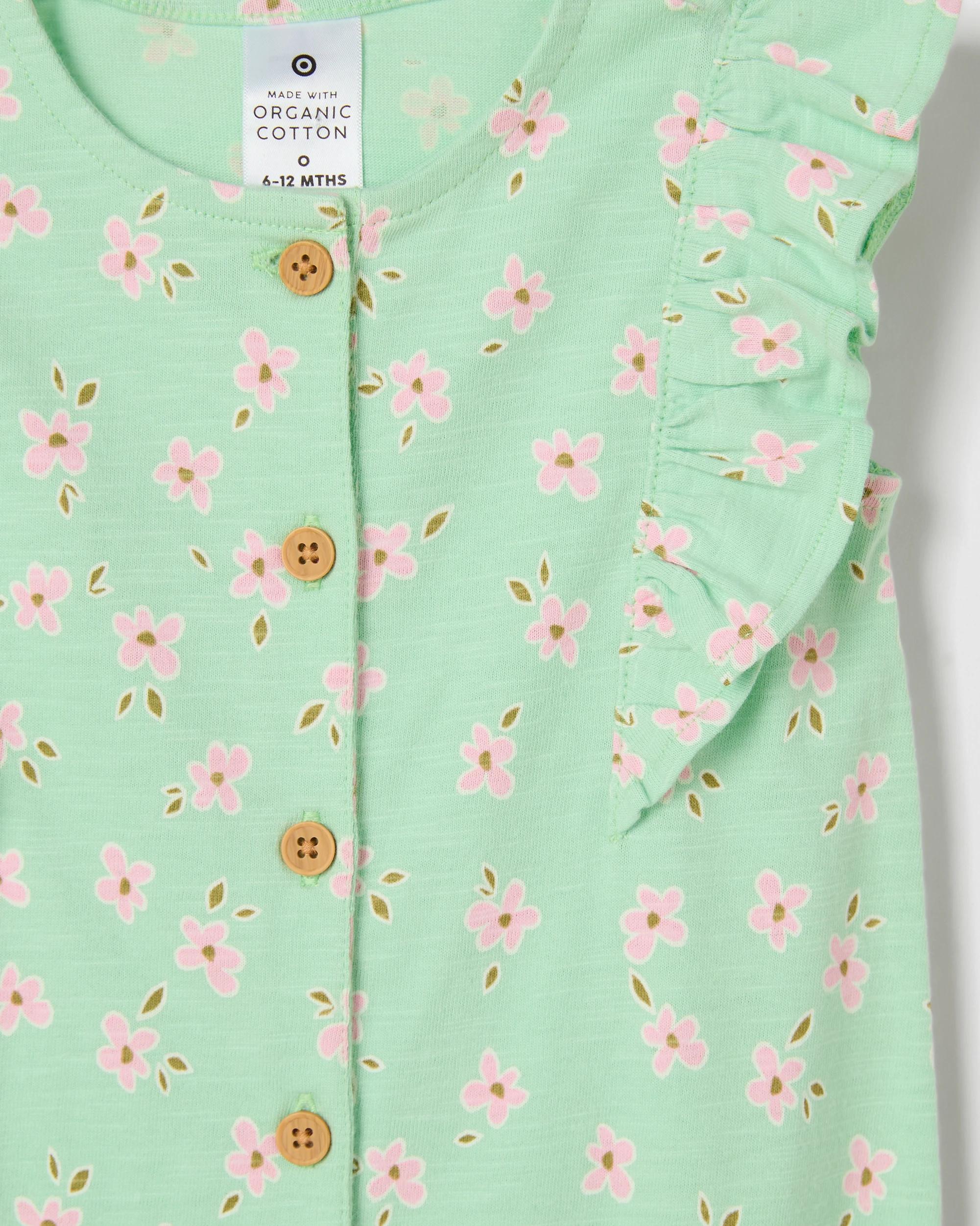 5 Target Baby Girls Organic Cotton Jersey Print Jumpsuit DAISY GREEN, 5 of 5
