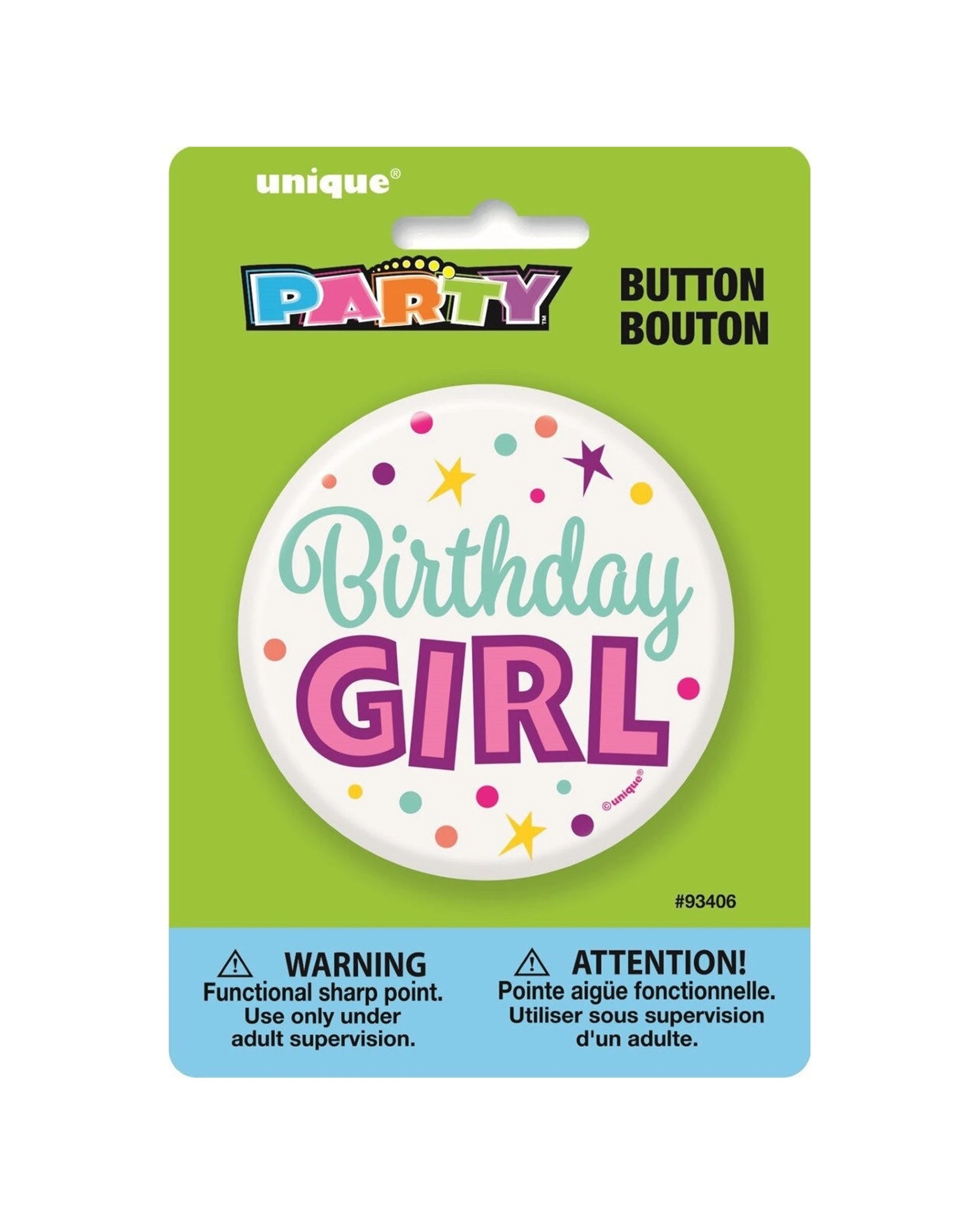 1 Meteor Party Birthday Girl Button Badge Accessory 7.5cm - Multi, 1 of 1