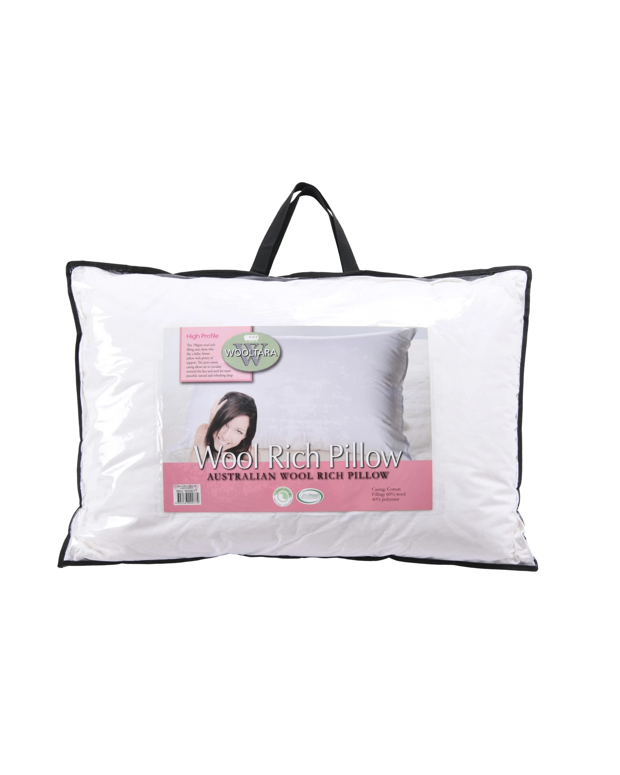 7 Wooltara Australian Wool Rich Pillow High Profile 48x73 cm - White, 7 of 7