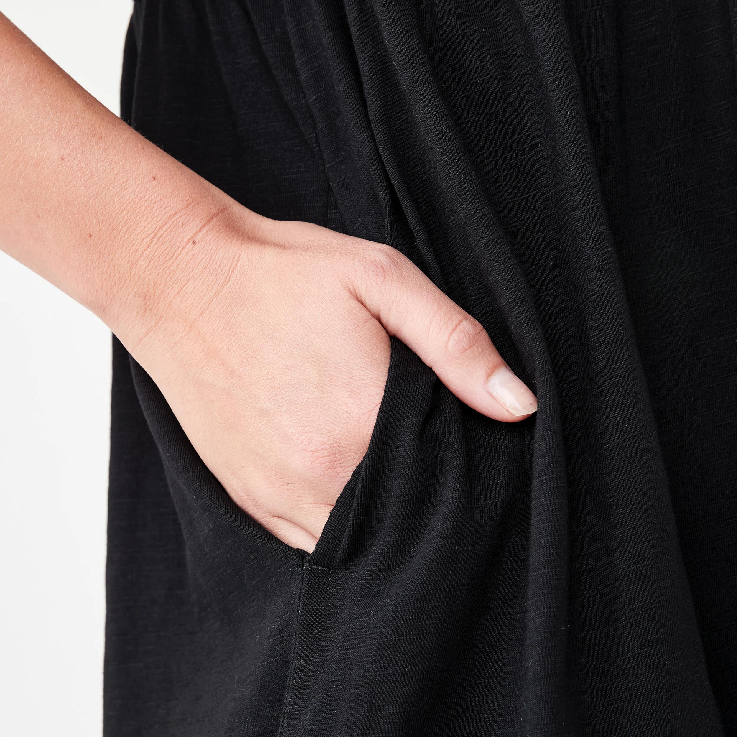 6 Short Sleeve Cuff Detail Jersey Mini Dress Black, 6 of 7