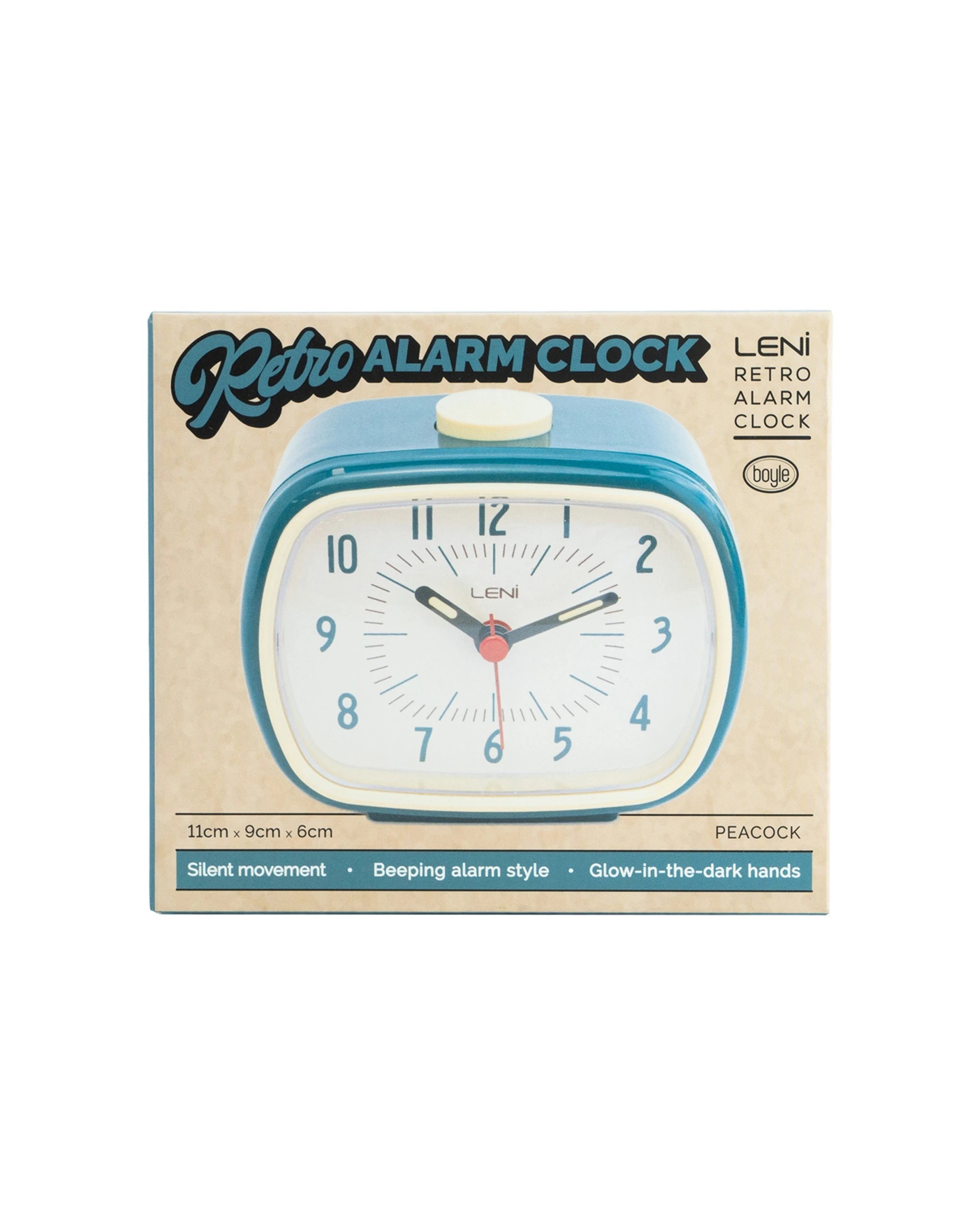 6 Leni Retro 9cm Alarm Clock Luminescent Hands Audible Beep-Beep Alarm - Blue, 6 of 7