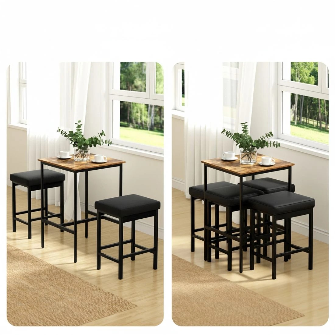 3 Artiss Bar Table Counter Kitchen Dining Desk Pub 60x92cm Vintage Metal - Brown, 3 of 7