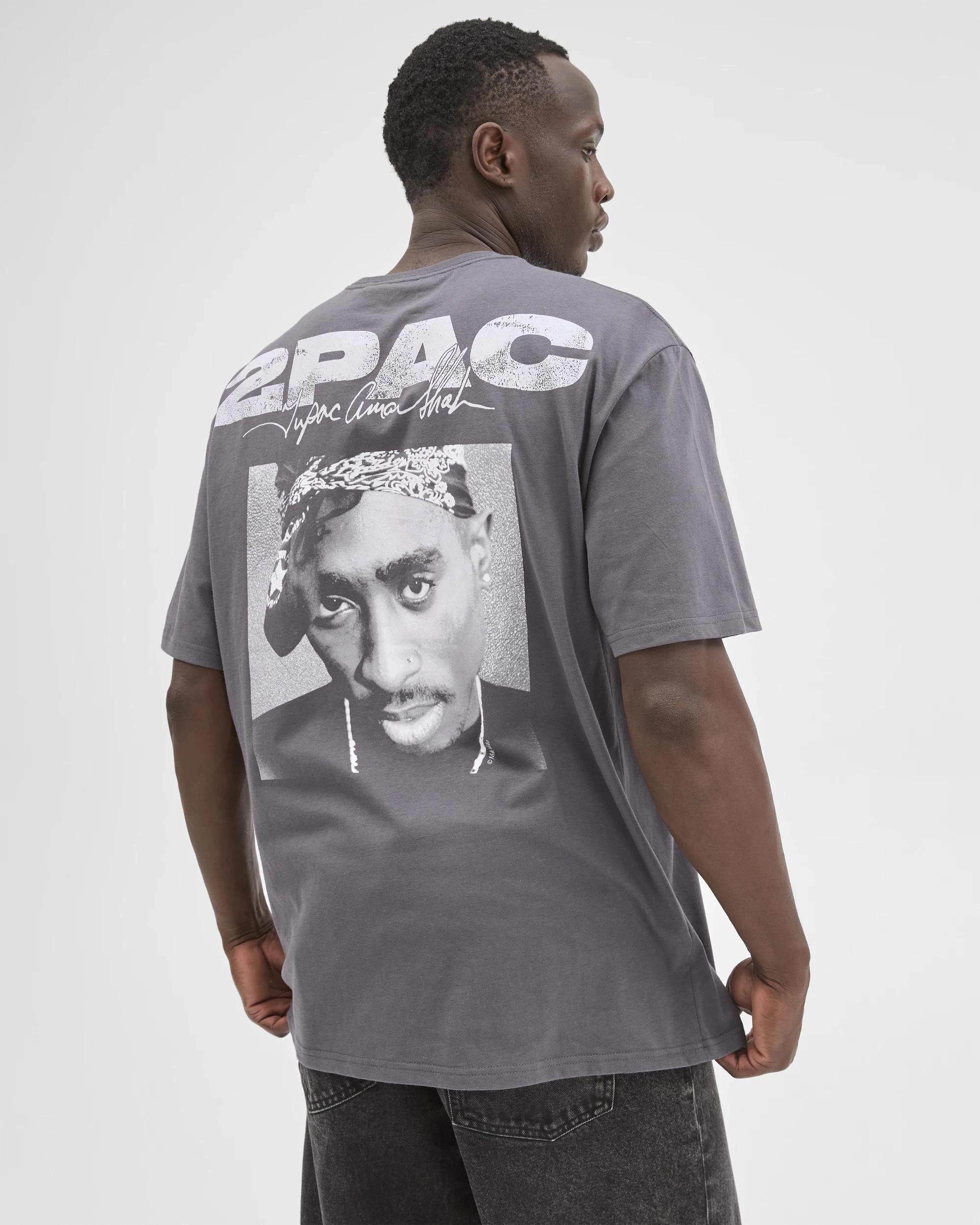 6 Licensed Australian Cotton Tupac Relaxed T-Shirt BLACK, 6 of 6