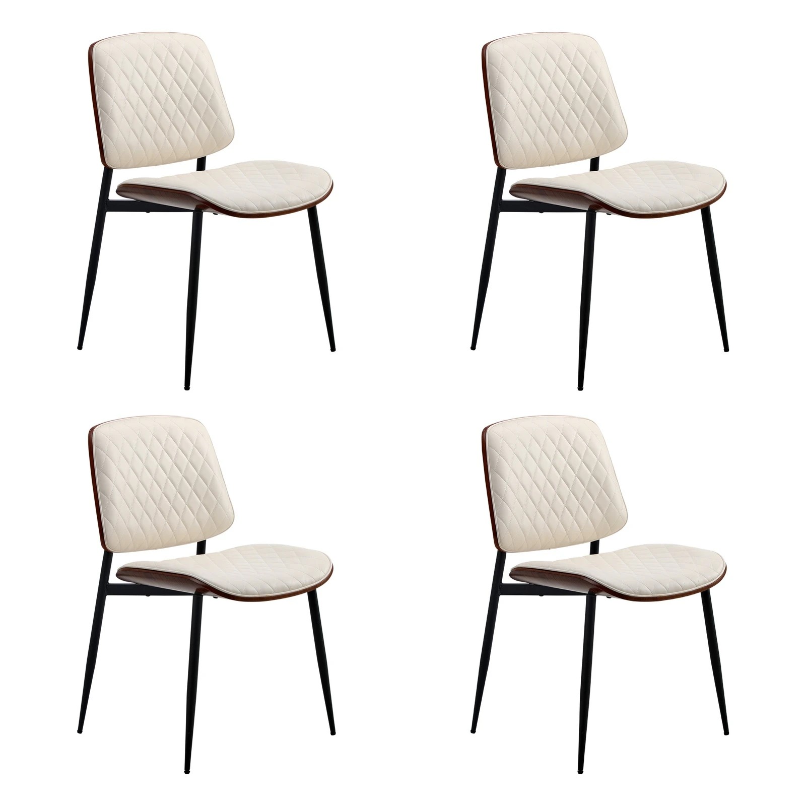 9 Oikiture Dining Table Set 90cm Round Dining Table and Chairs PU Leather -White&Black, 9 of 9