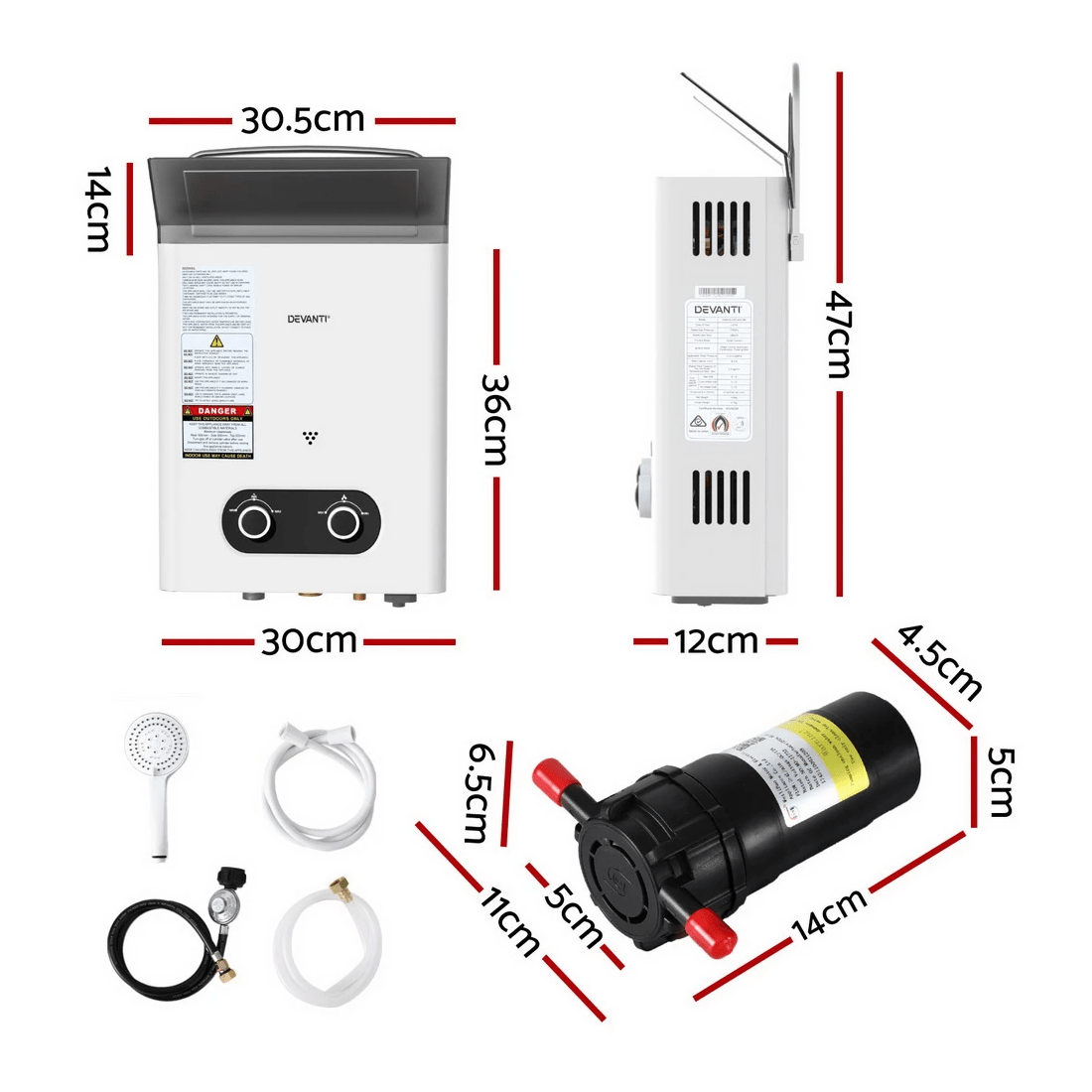 2 Devanti Portable Gas Water Heater LPG-powered System  With Pump - Multi, 2 of 2
