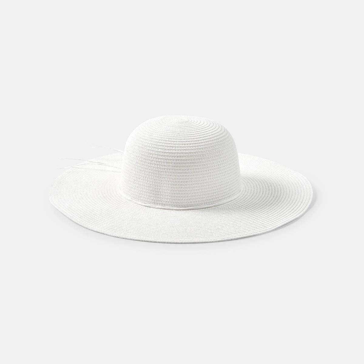 1 Ribbon Trim Wide Brim Hat White, 1 of 4