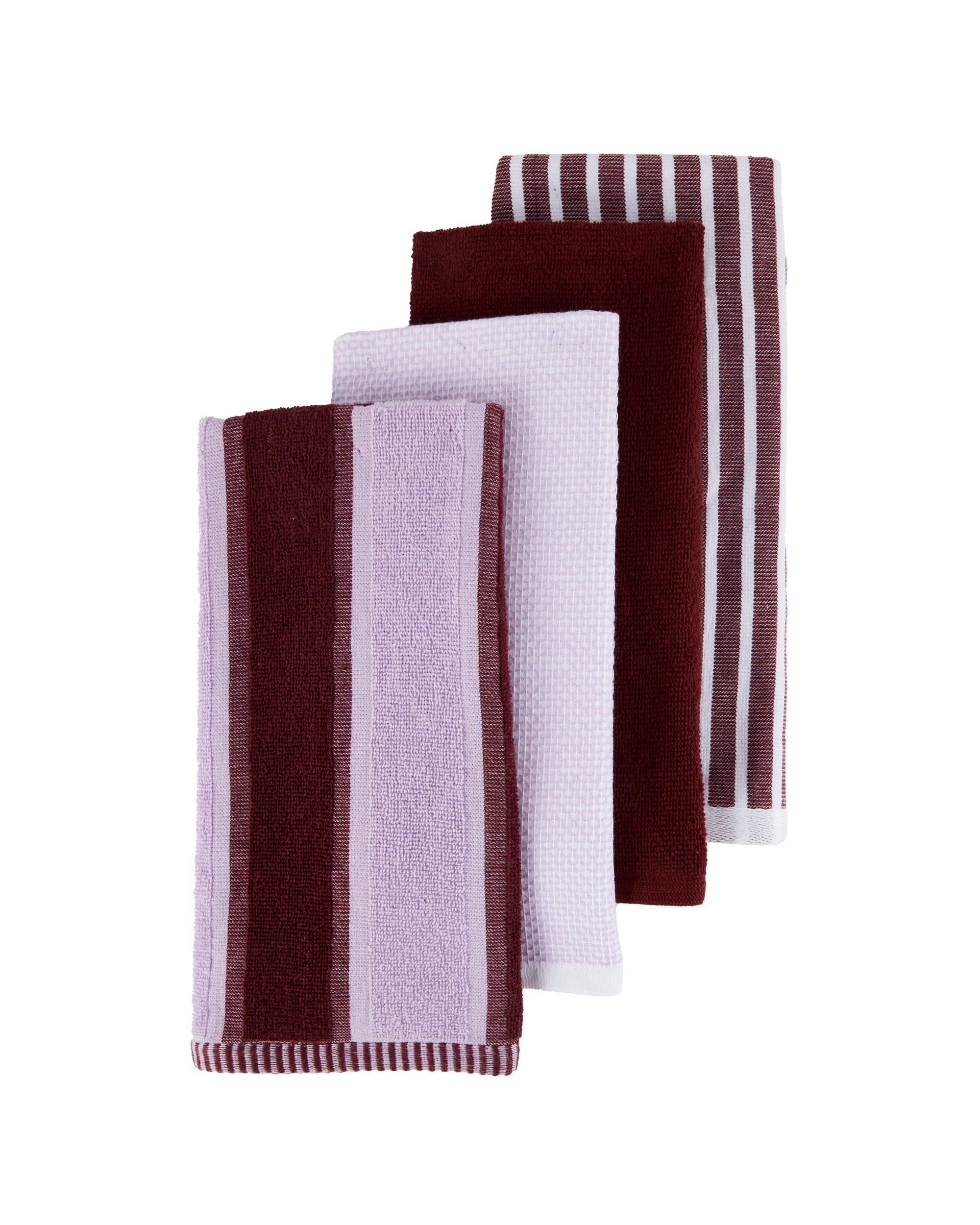 1 4 Pack Lilac Stripe Terry Tea Towels, 1 of 7