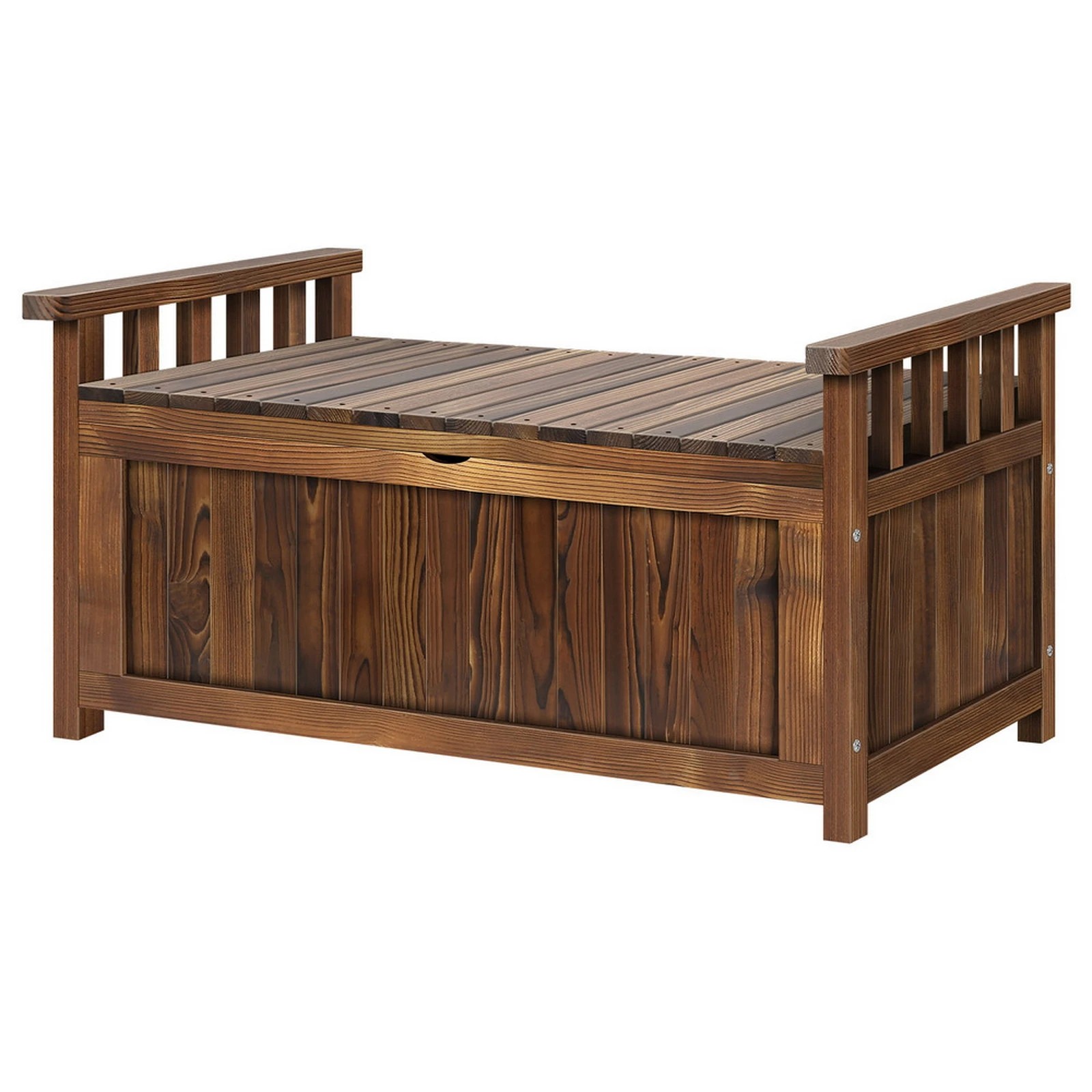 1 Alfordson Outdoor Storage Box Wooden Garden Bench Chest Tool Sheds L - Charcoal, 1 of 9