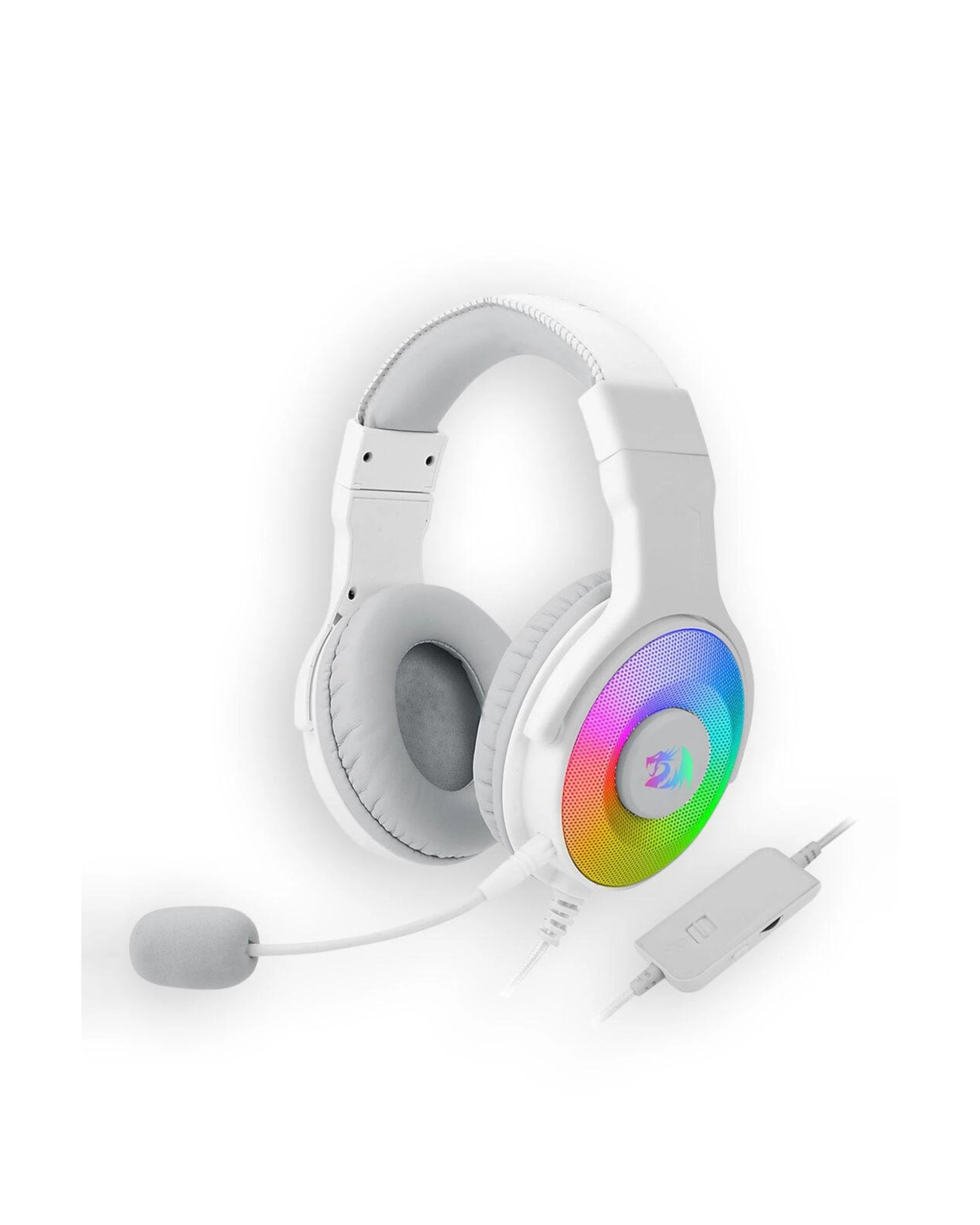 1 Redragon H350WRGB Pandora OverEar Virtual 7.1 RGB Gaming Headset - White, 1 of 7