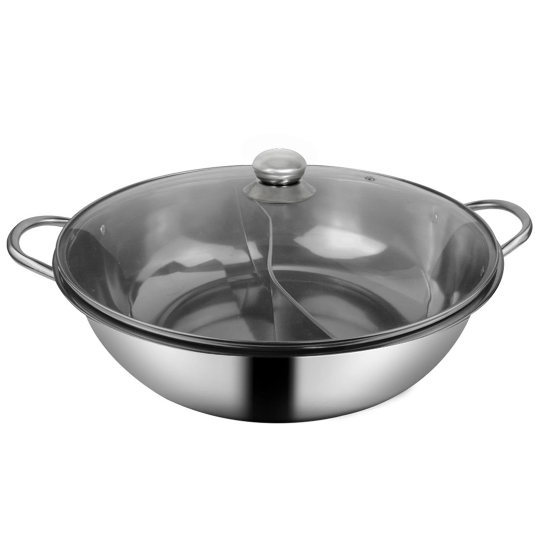 1 Toque Stainless-Steel 36cm Twin Mandarin Duck Hot Pot Induction Cookware W/Lid, 1 of 7