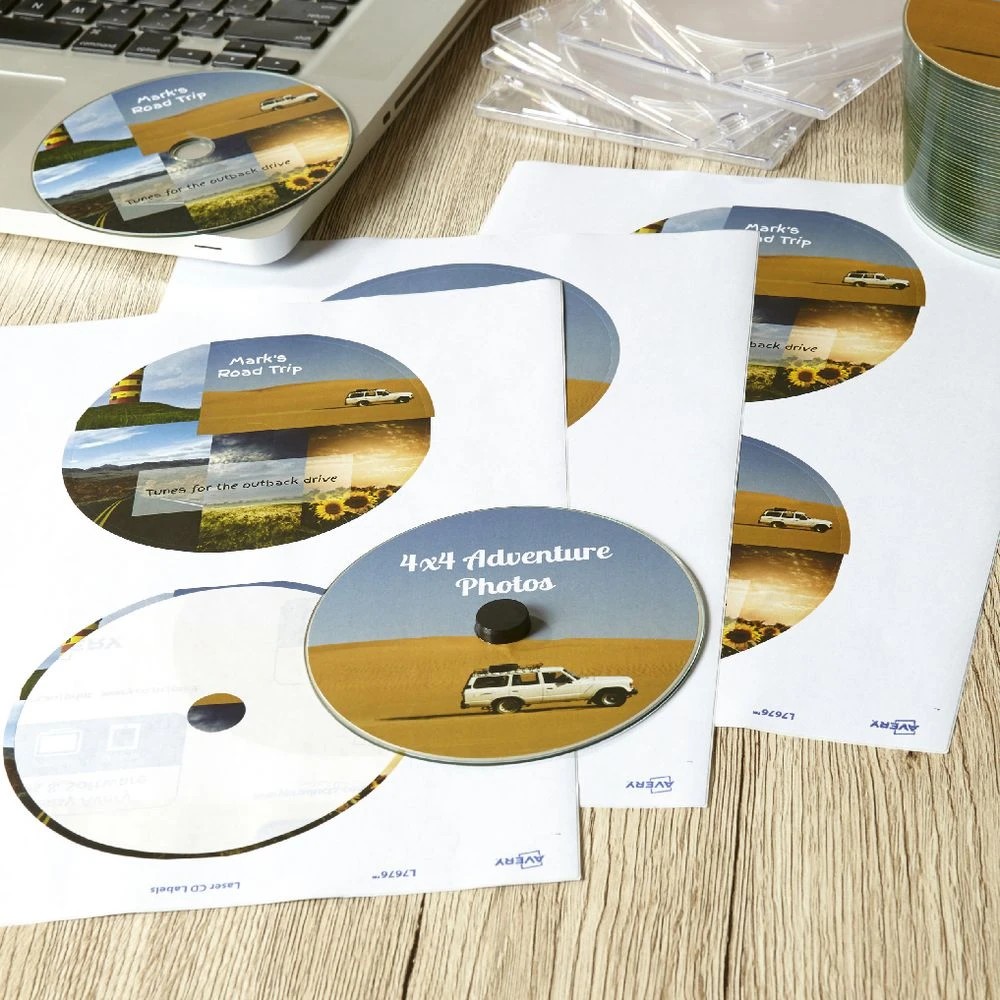 4 Avery 2UP Inkjet Laser CD Labels White 25 Sheets, 4 of 5