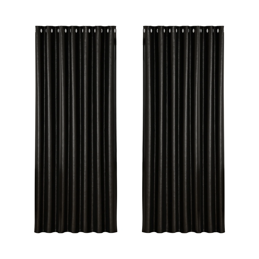 1 Artiss 2X Blockout Curtains Eyelet 240x230cm Shine - Black, 1 of 6