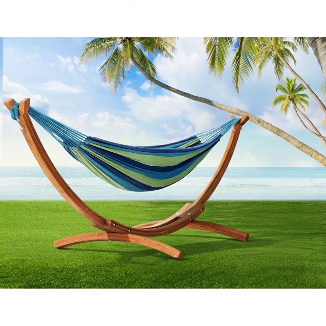 5 Gardeon Hammock Bed Outdoor Camping Timber Hammock Wooden Stand - Multi, 5 of 5