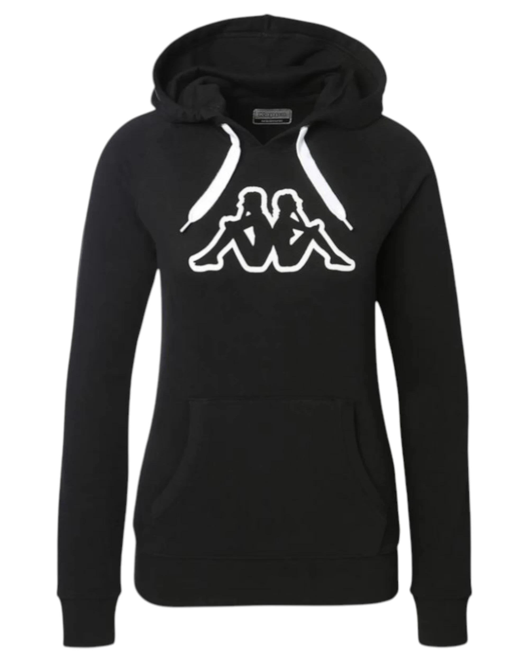 1 Kappa Womens Logo Zeleril Slim Black/White Hoodie Performance Jumper BLACK/WHITE, 1 of 6