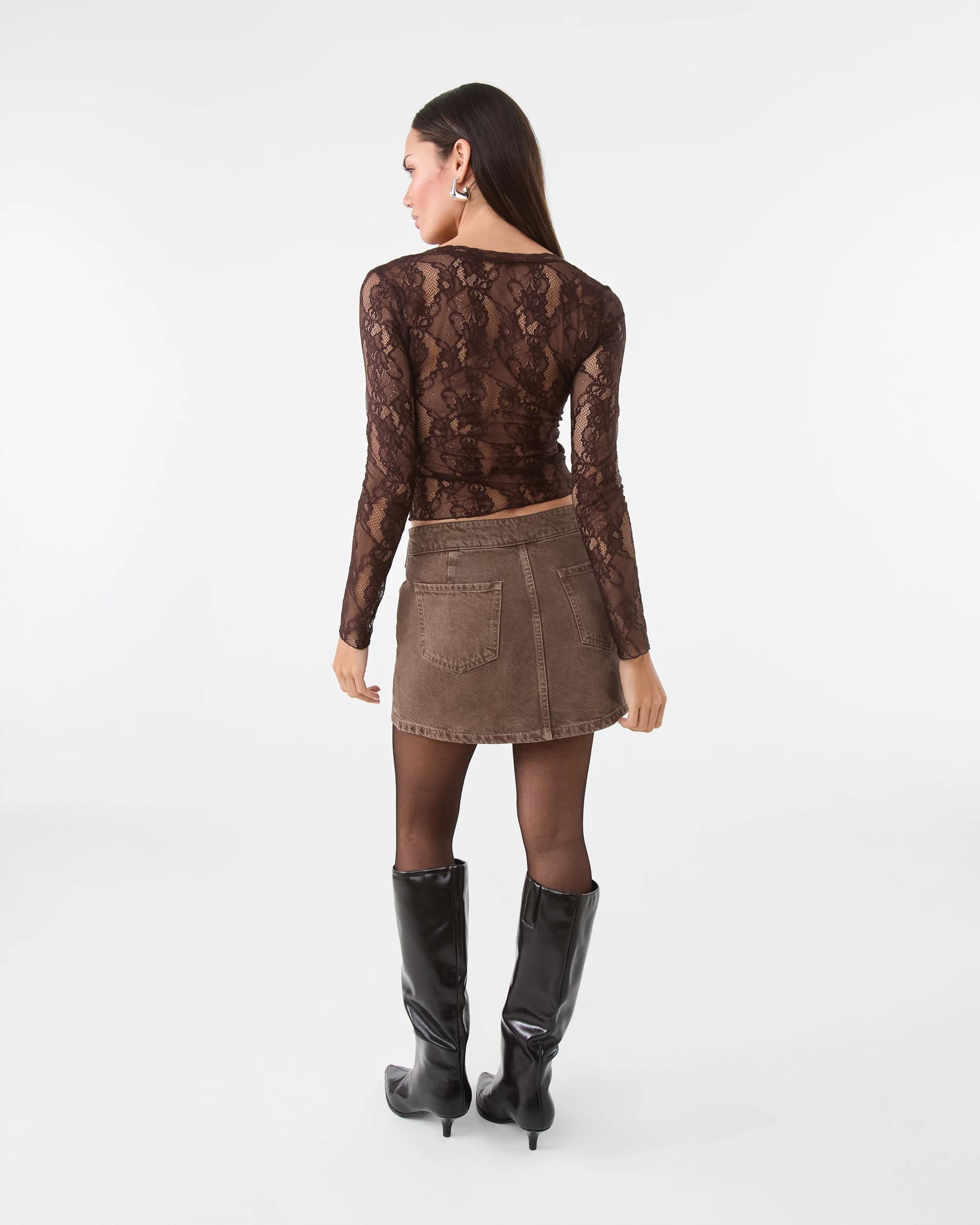 4 Long Sleeve Lace V-Neck Top Choc Plum, 4 of 9