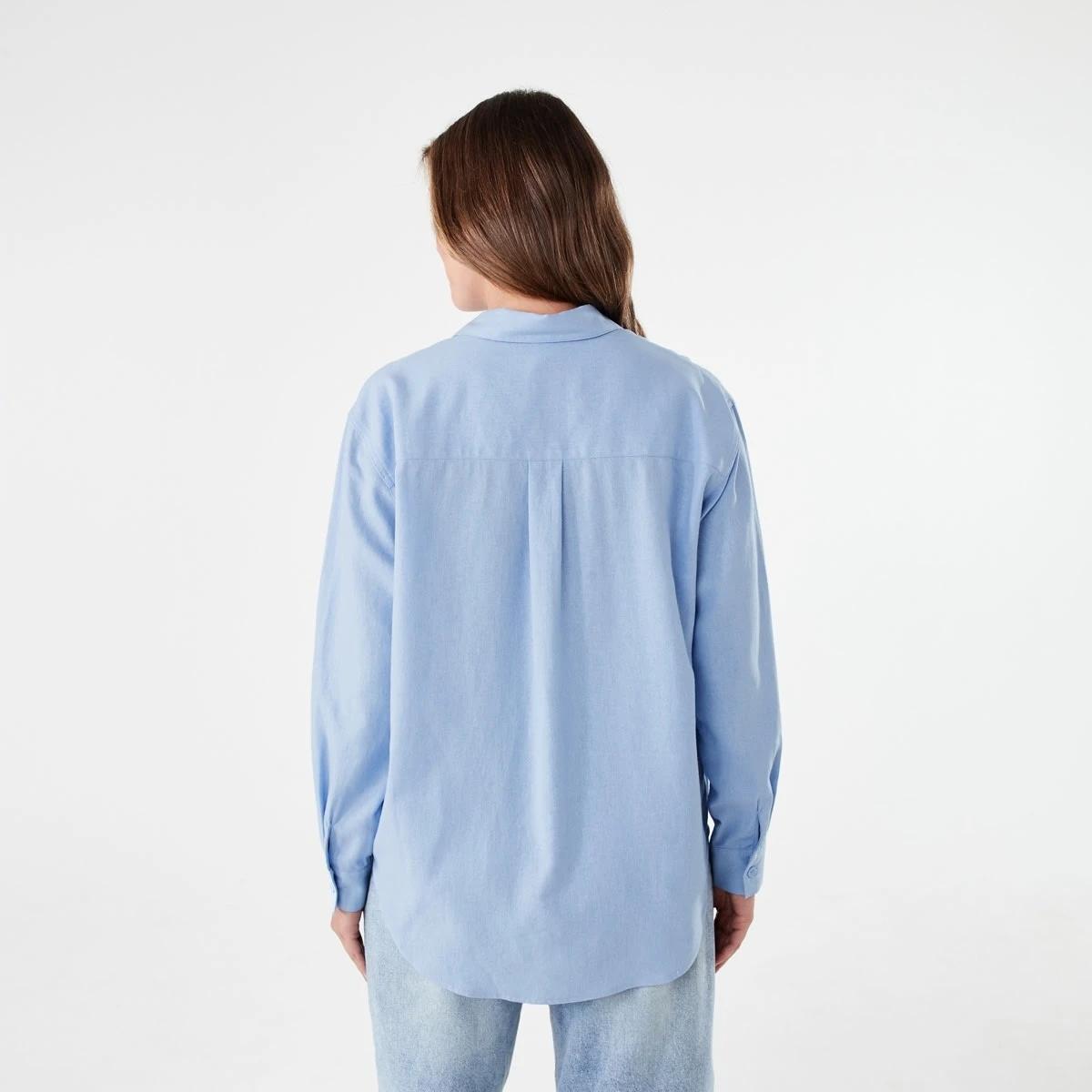 3 Long Sleeve Linen Blend Shirt BRUNI BLUE, 3 of 6