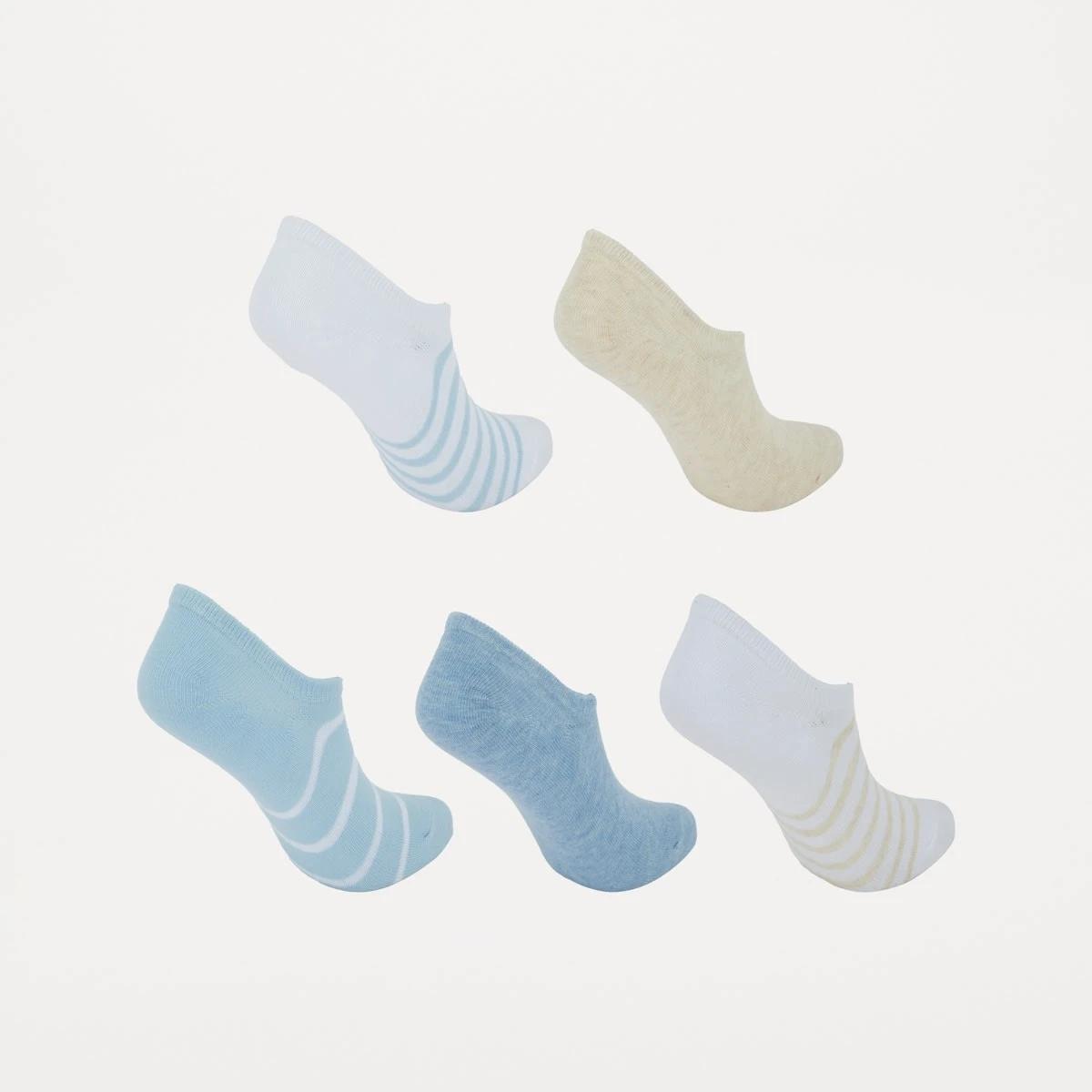 2 5 Pack Jacquard Sneaker Socks BLUE BEIGE STRIPE SOCK SKYWAY BLUE, 2 of 3