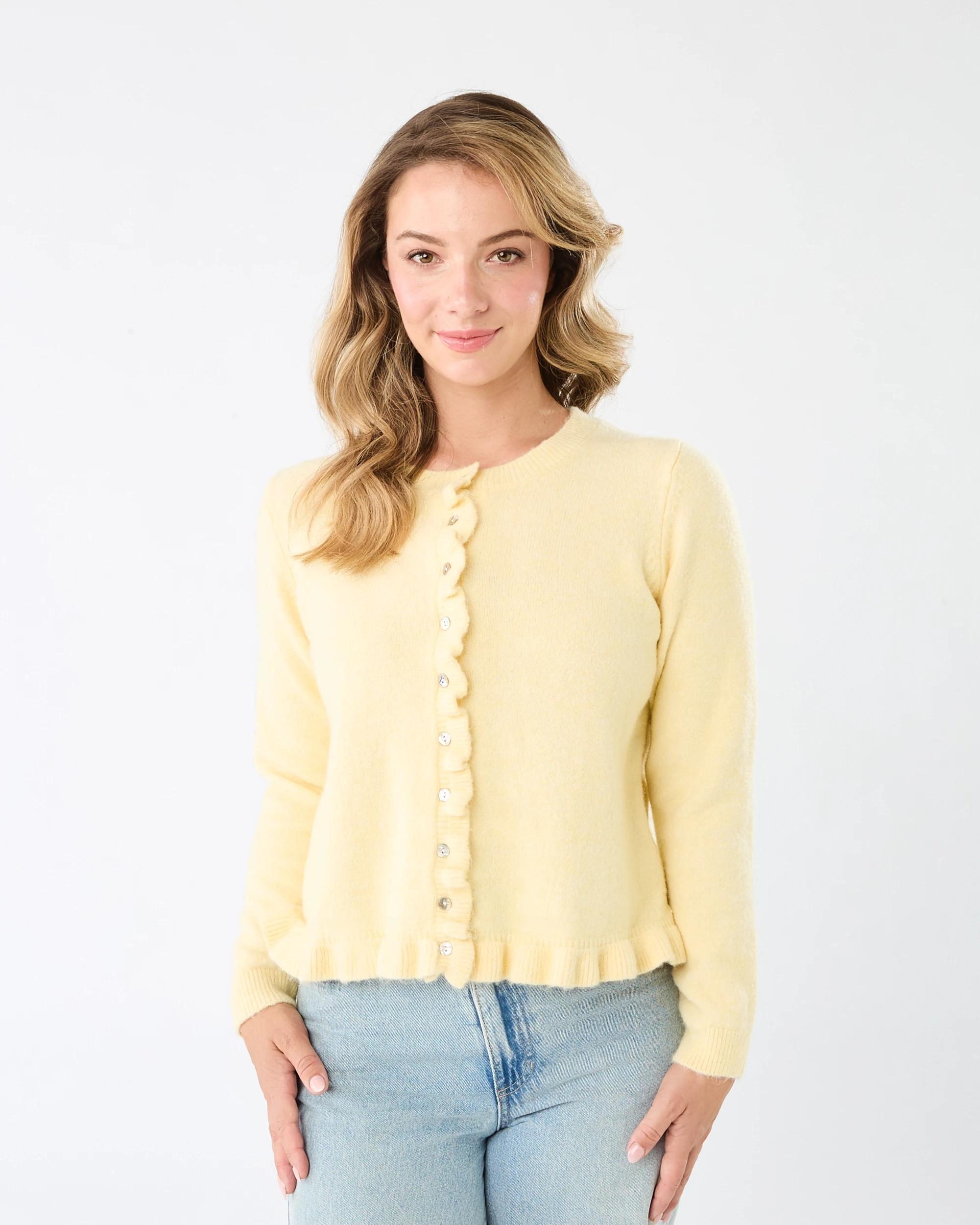 1 Frill Hem Cardigan Fln Yellow, 1 of 6