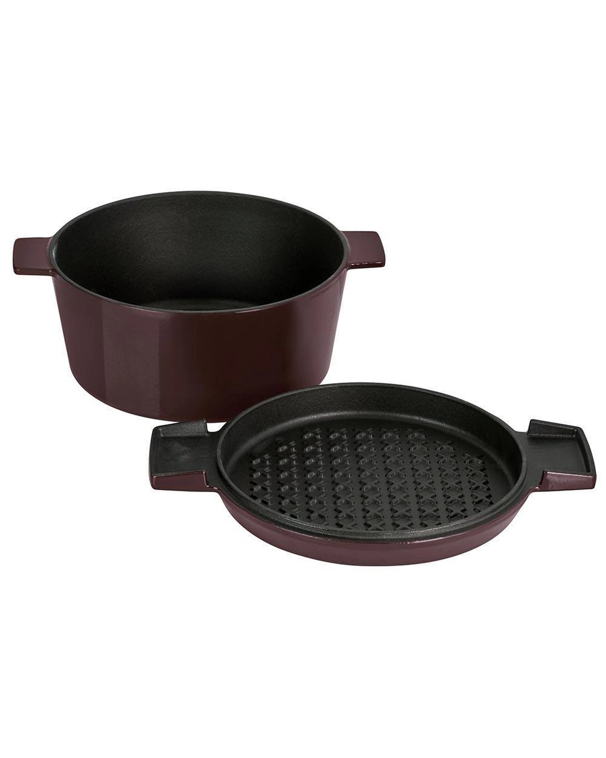 7 Stanley Rogers Cast Iron 28cm 6.5L French Oven Grill Duo  Bordeaux, 7 of 10