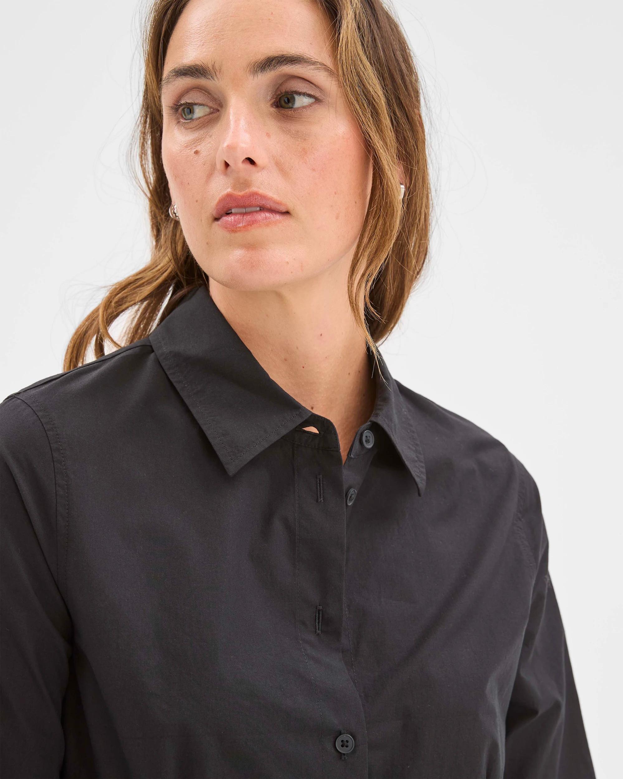 6 Preview Australian Cotton Tailored Waist Shirt BLACK, 6 of 7