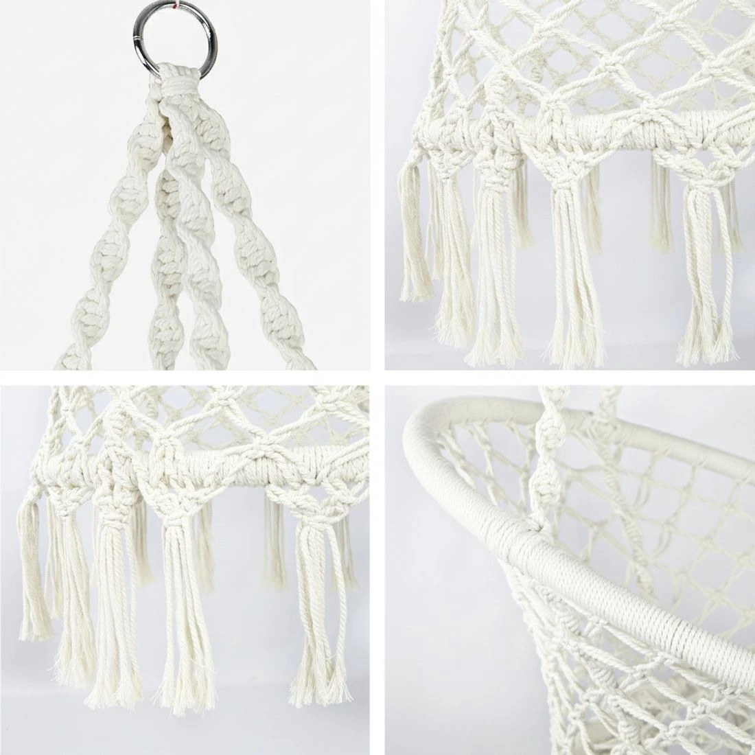 7 Gardeon Hammock Chair Outdoor Hanging Macrame Cotton Indoor - Beige, 7 of 8