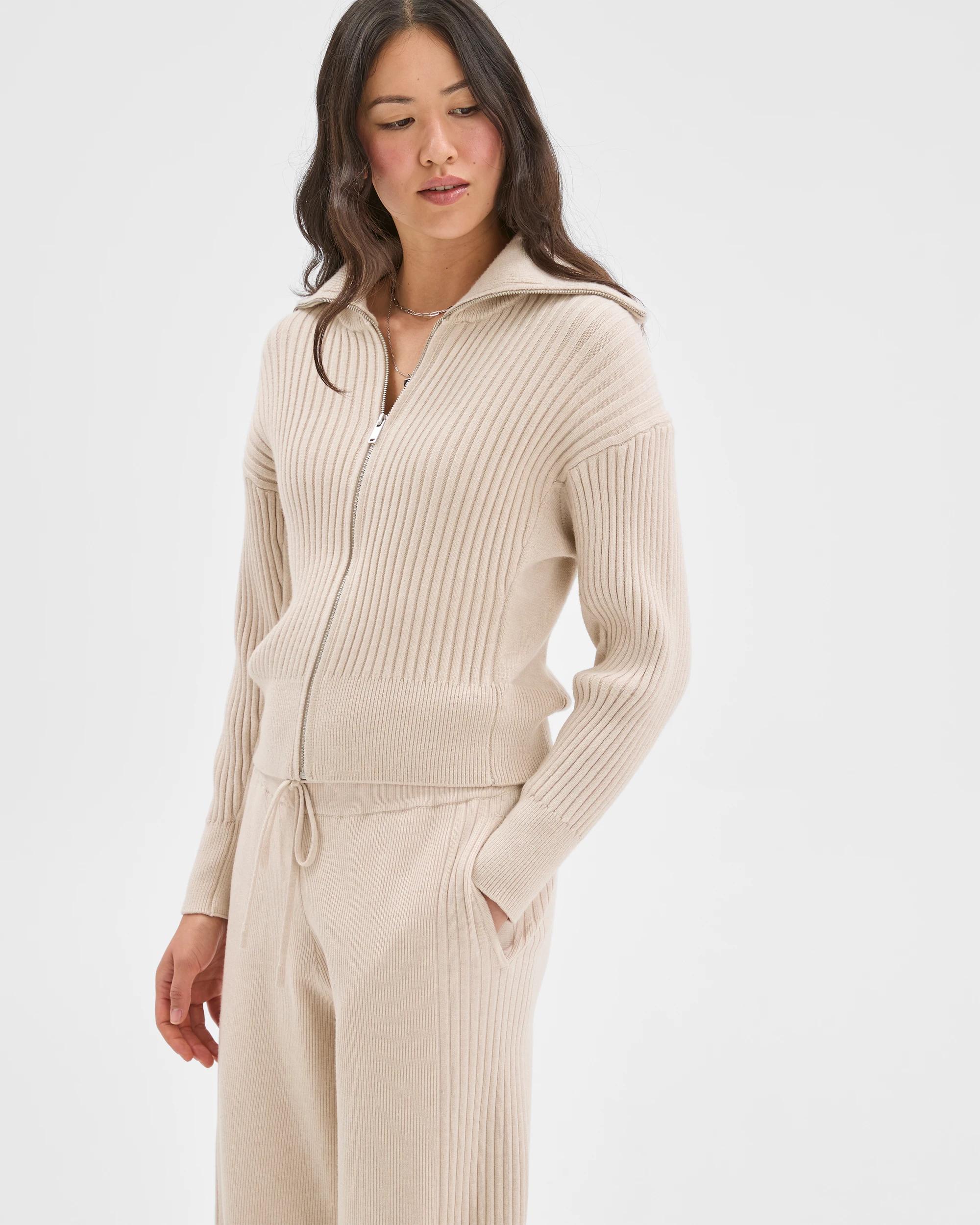 3 Target Woman Clean Knit Rib Zip Through Jumper BIRCH MARLE, 3 of 7