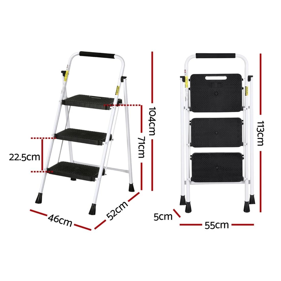 2 Giantz 3 Step Ladder Multi-Purpose Folding Steel Light Weight Platform - Multi, 2 of 4