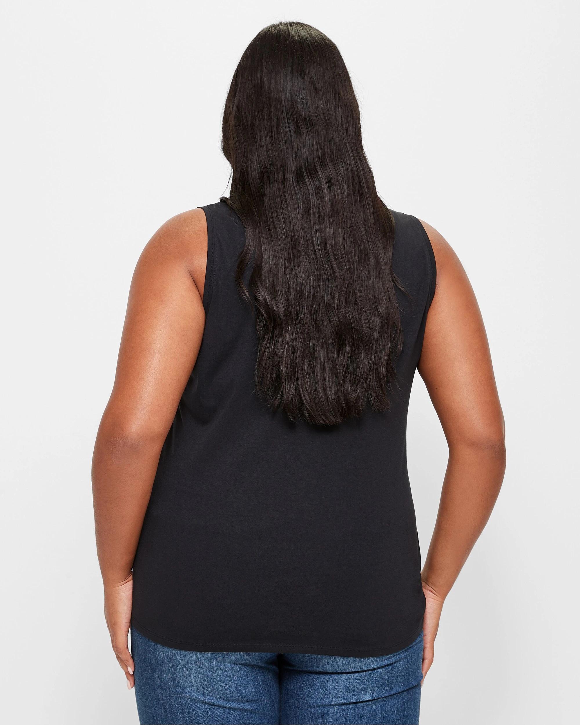 4 Target Curve Plus Size Australian Cotton Blend Sleeveless Tank BLACK, 4 of 9