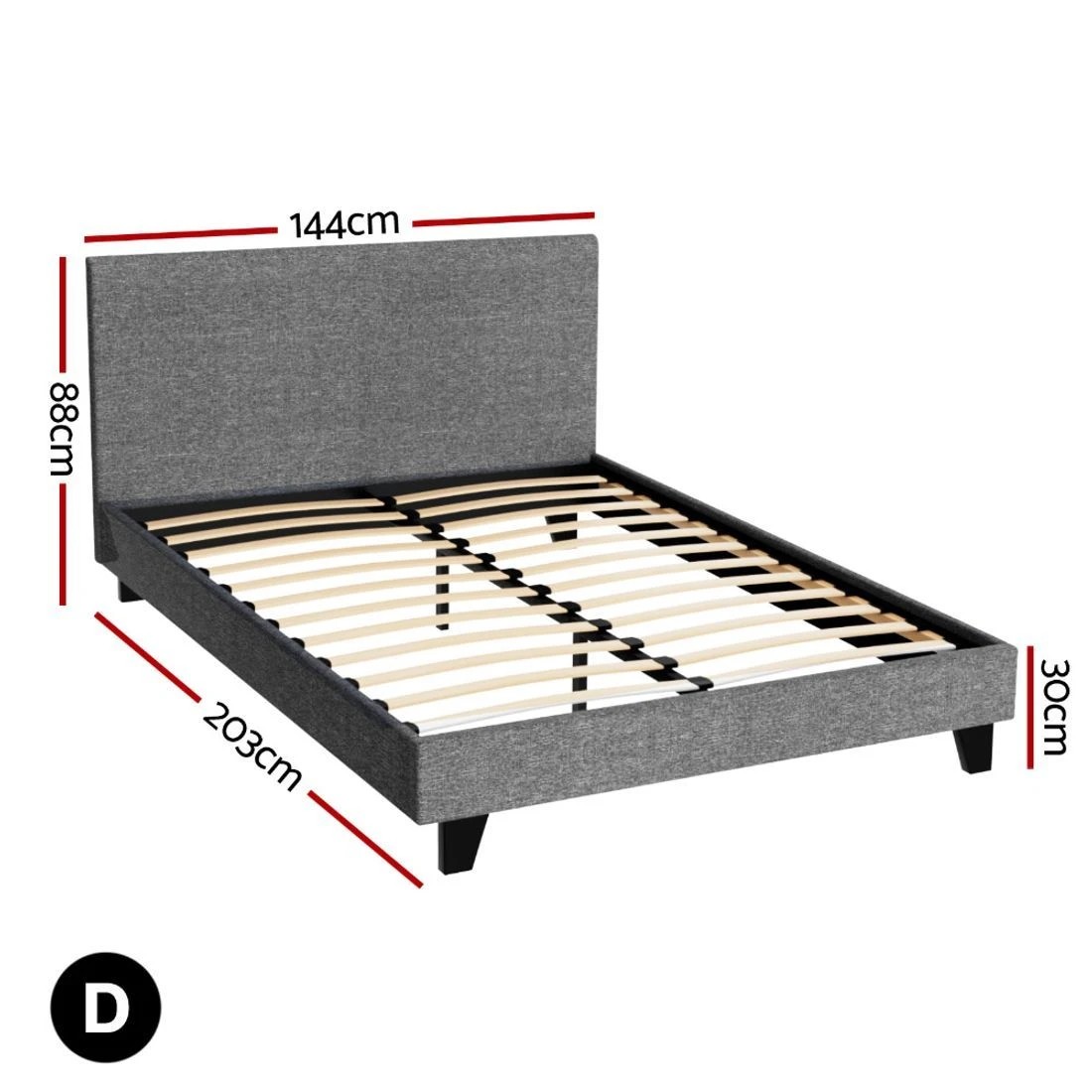 3 Artiss Bed Frame Double Size NEO - Grey, 3 of 10
