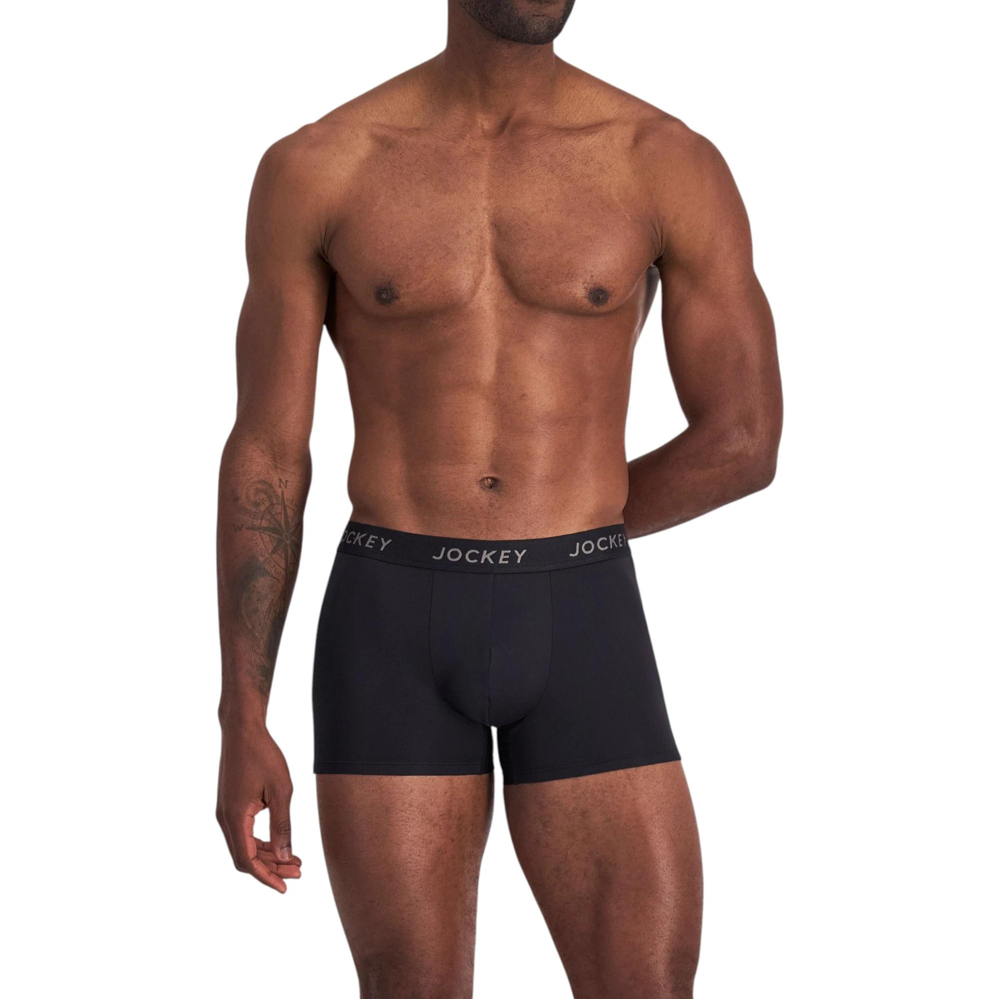 1 Jockey 4 Pack Mens Comfort Classics Microfibre Trunks Marle Underwear BLACK MARLE, 1 of 6