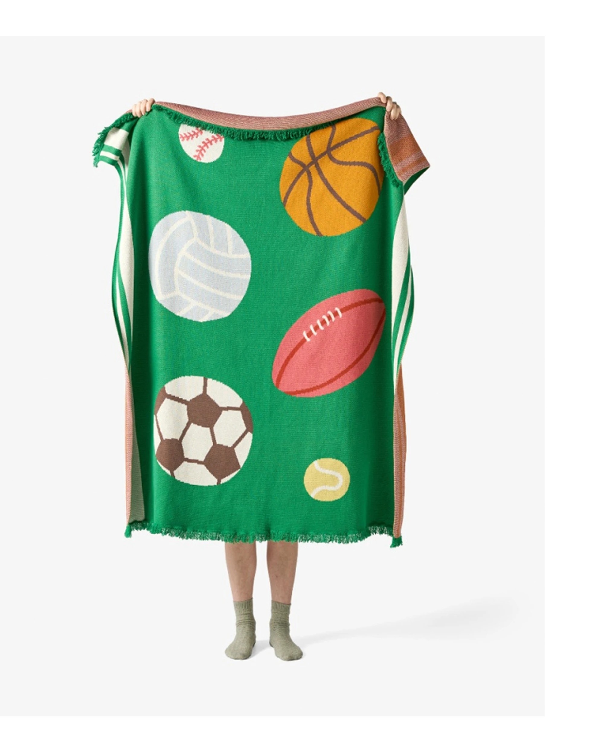 2 Linen House Kids Have A Ball Blanket Soft Knitted Cotton Comfort Throw Blanket 120x140cm - Green, 2 of 2