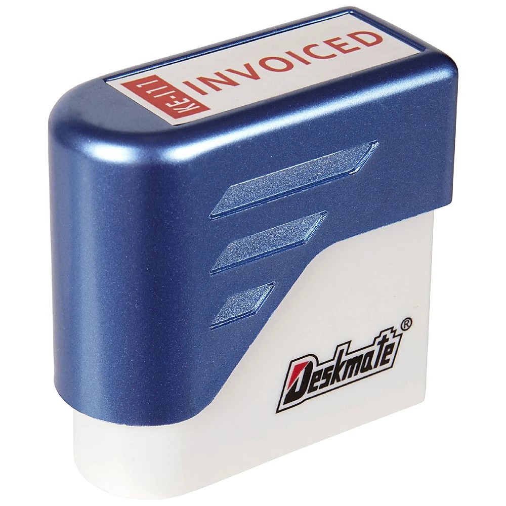 2 Deskmate Pre-inked Office Stamp Invoiced Red, 2 of 3
