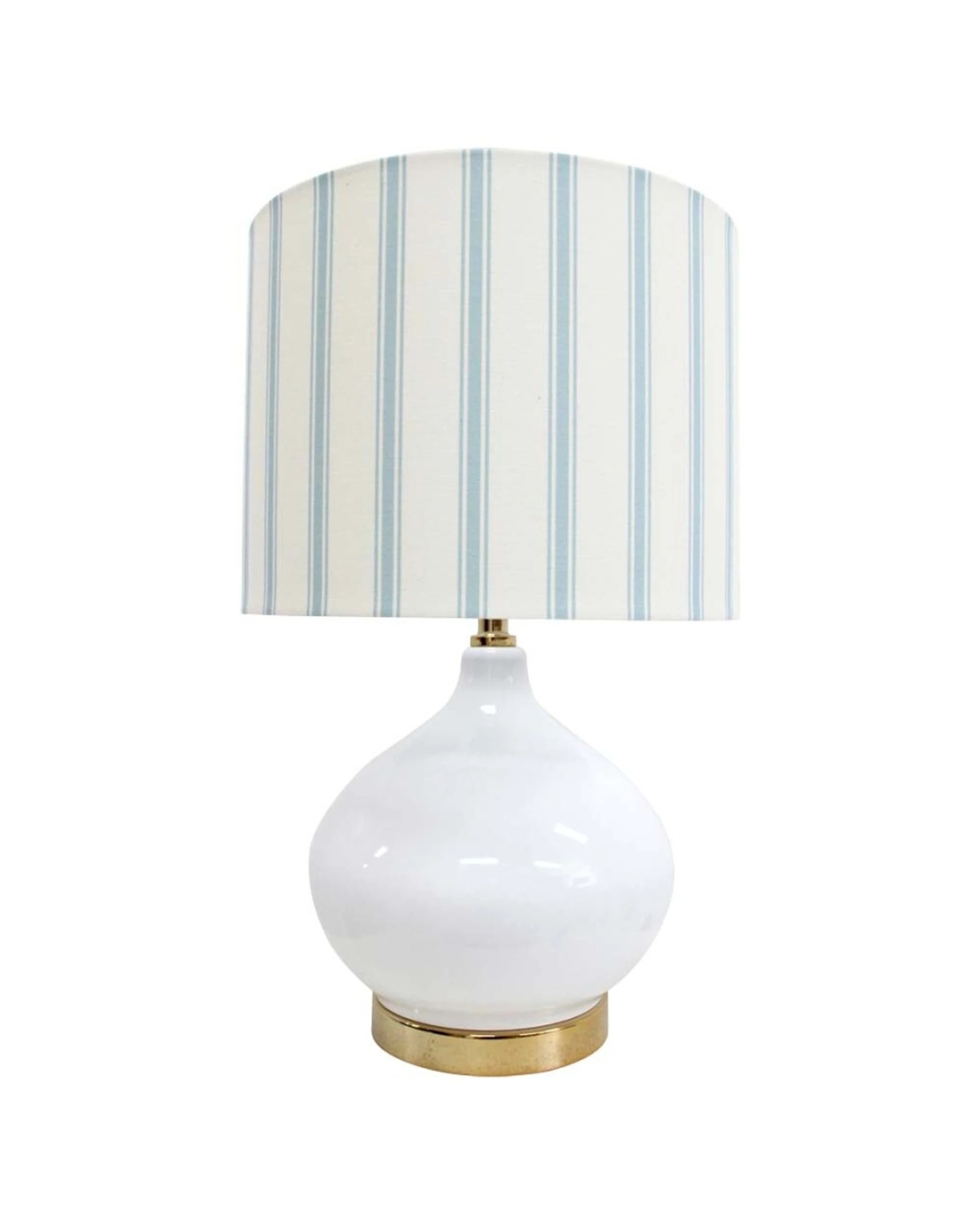 1 LVD Bayville Striped Drum Glass Iron Table Lamp Home Decor Coastal 30.5x30.5x49cm - Pattern, 1 of 3