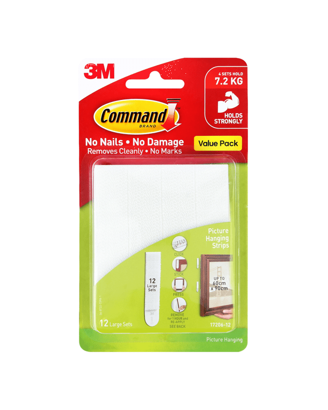 12 Pack 3M Command Large Picture Hanging Strips Value 