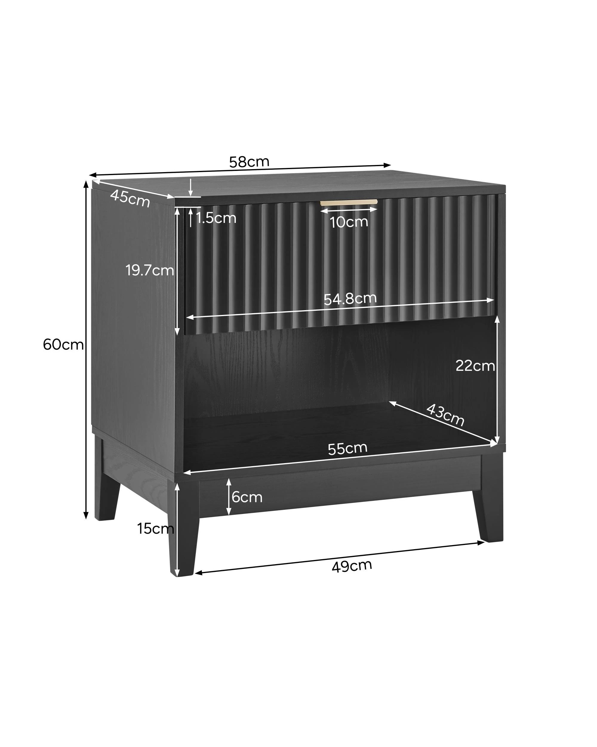 8 Kodu Bedside Unit Nightstand Side Table 1 Drawer Black - Black, 8 of 9