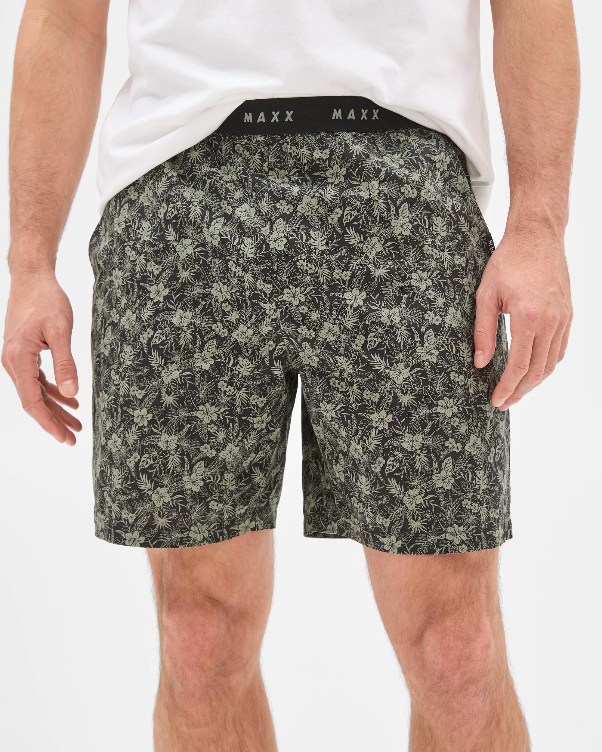 1 Mens Woven Lounge Sleep Short - Maxx BLACK HIBISCUS, 1 of 5