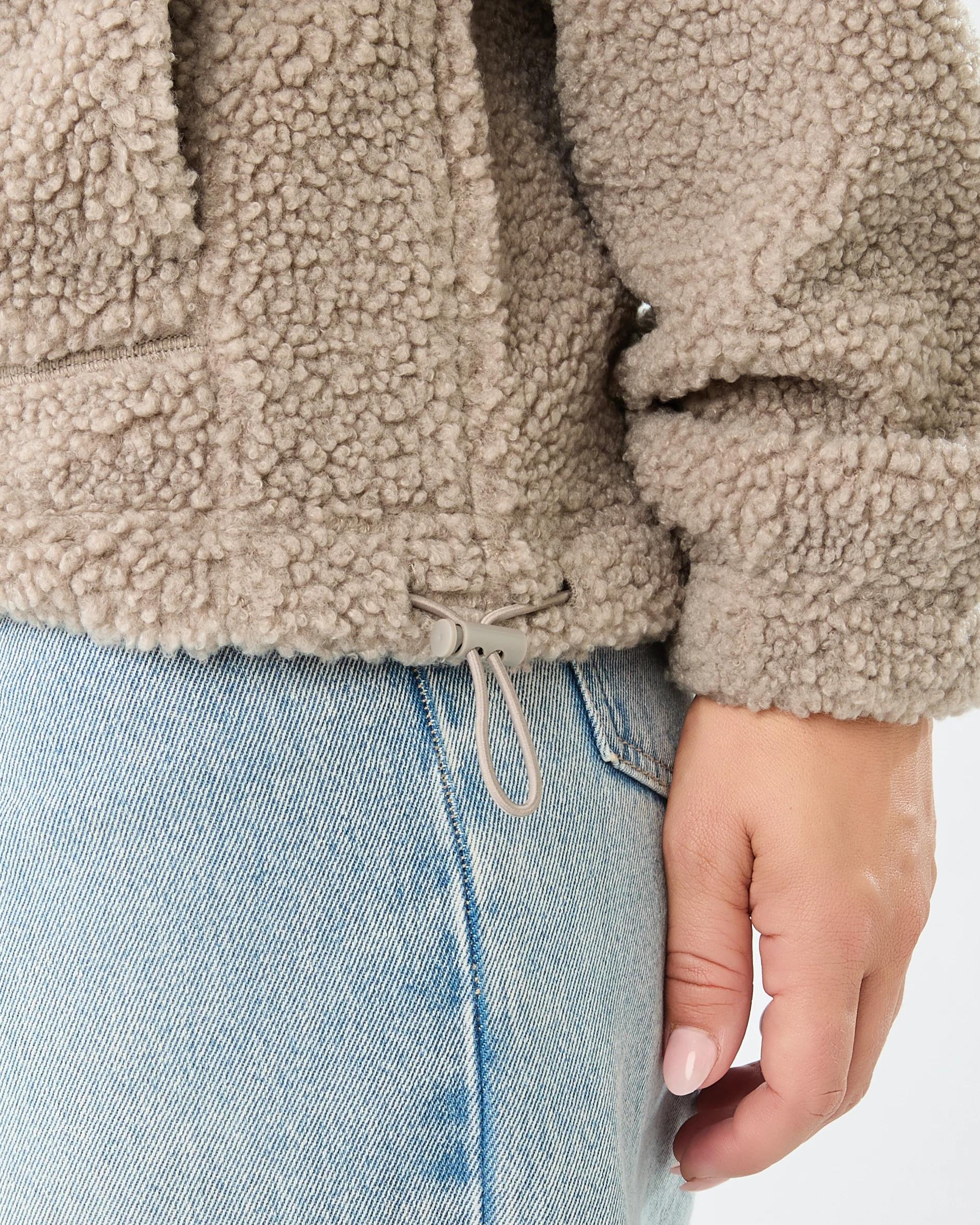 4 Long Sleeve Quarter Button Through Boucle Sweatshirt Grey Taupe, 4 of 6