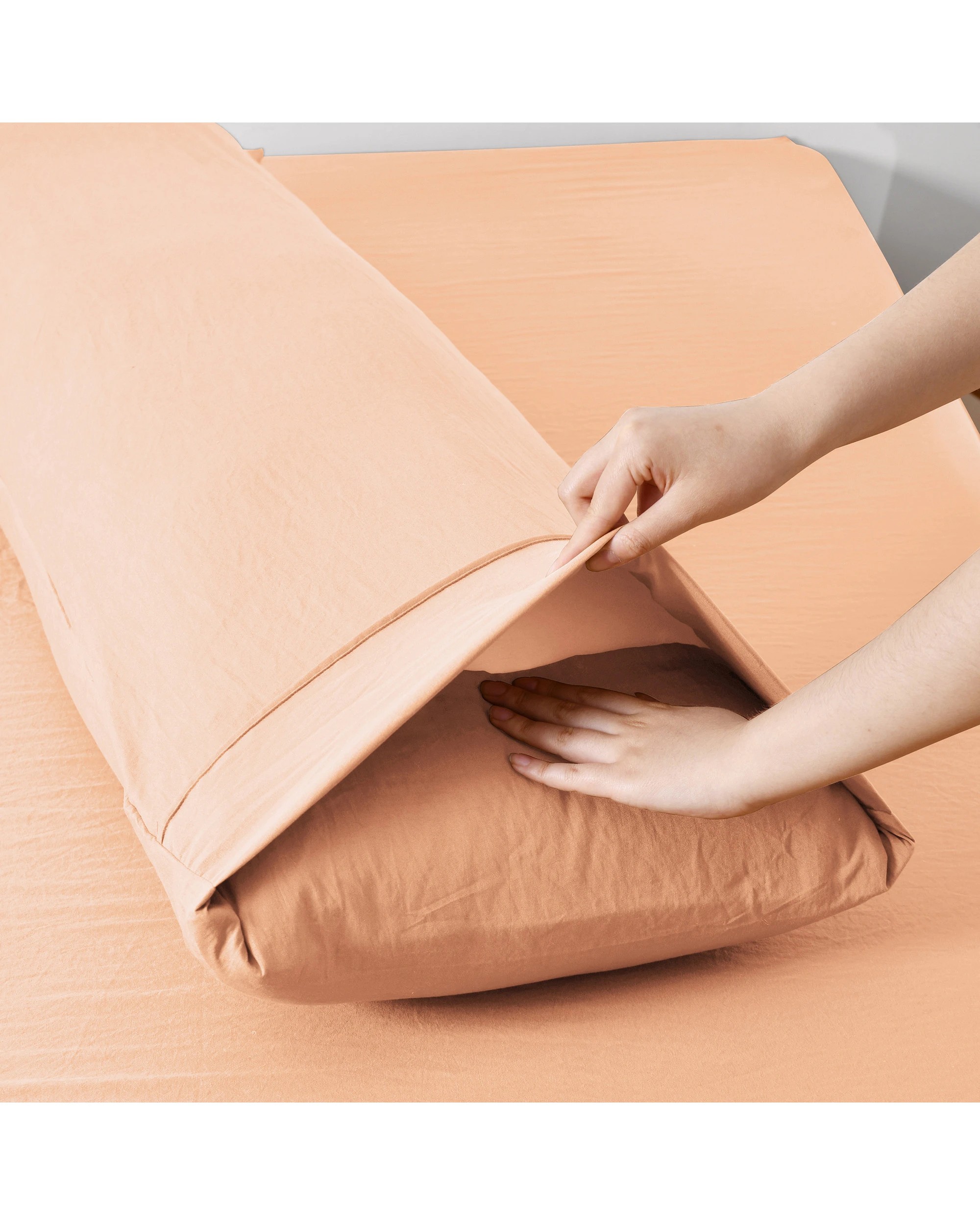 5 Dreamaker Superfine Washed Microfibre Body Pillowcase Twin Pack - Peach, 5 of 5