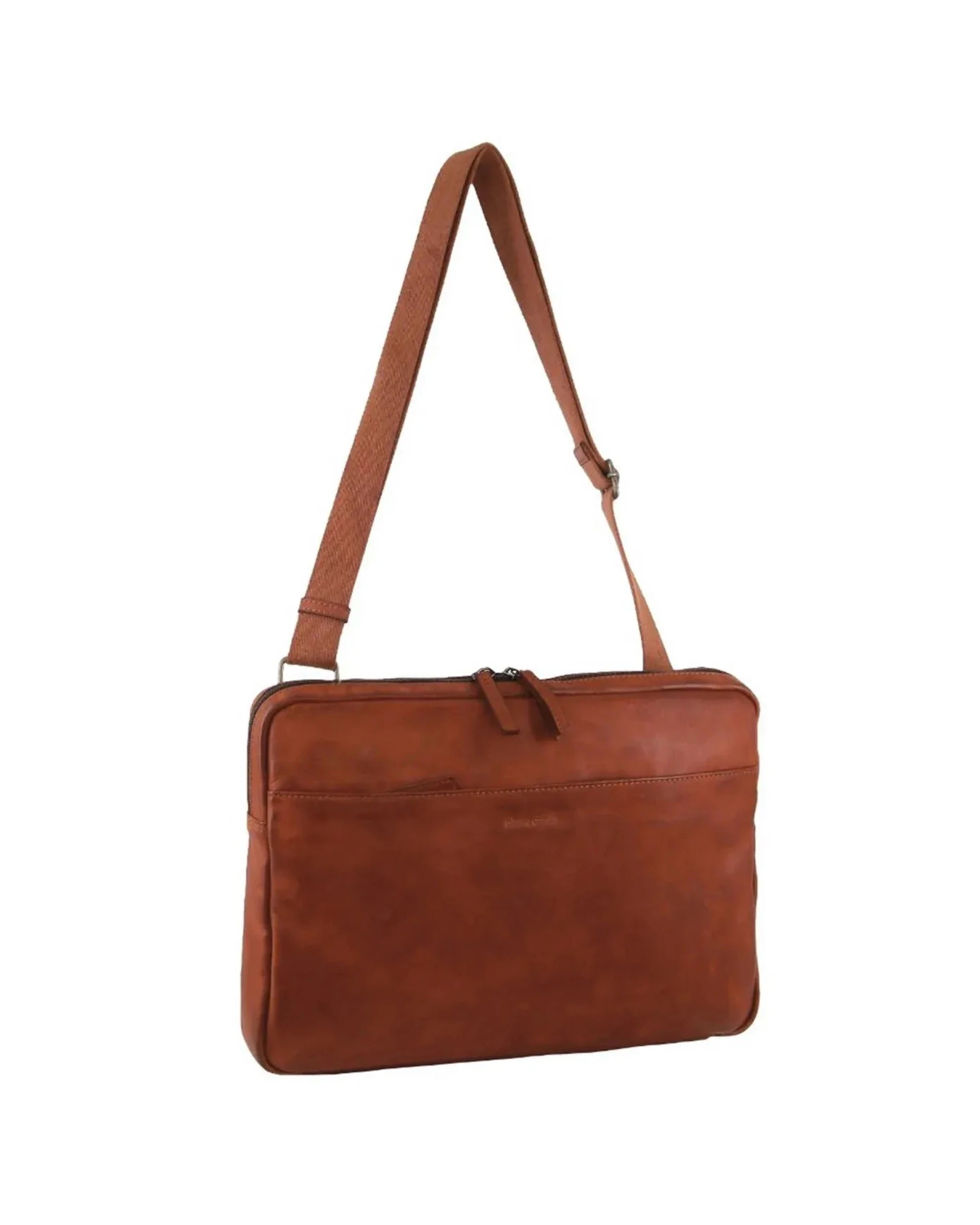 1 Pierre Cardin Mens Italian Leather Business Computer Laptop Bag in Cognac, 1 of 5