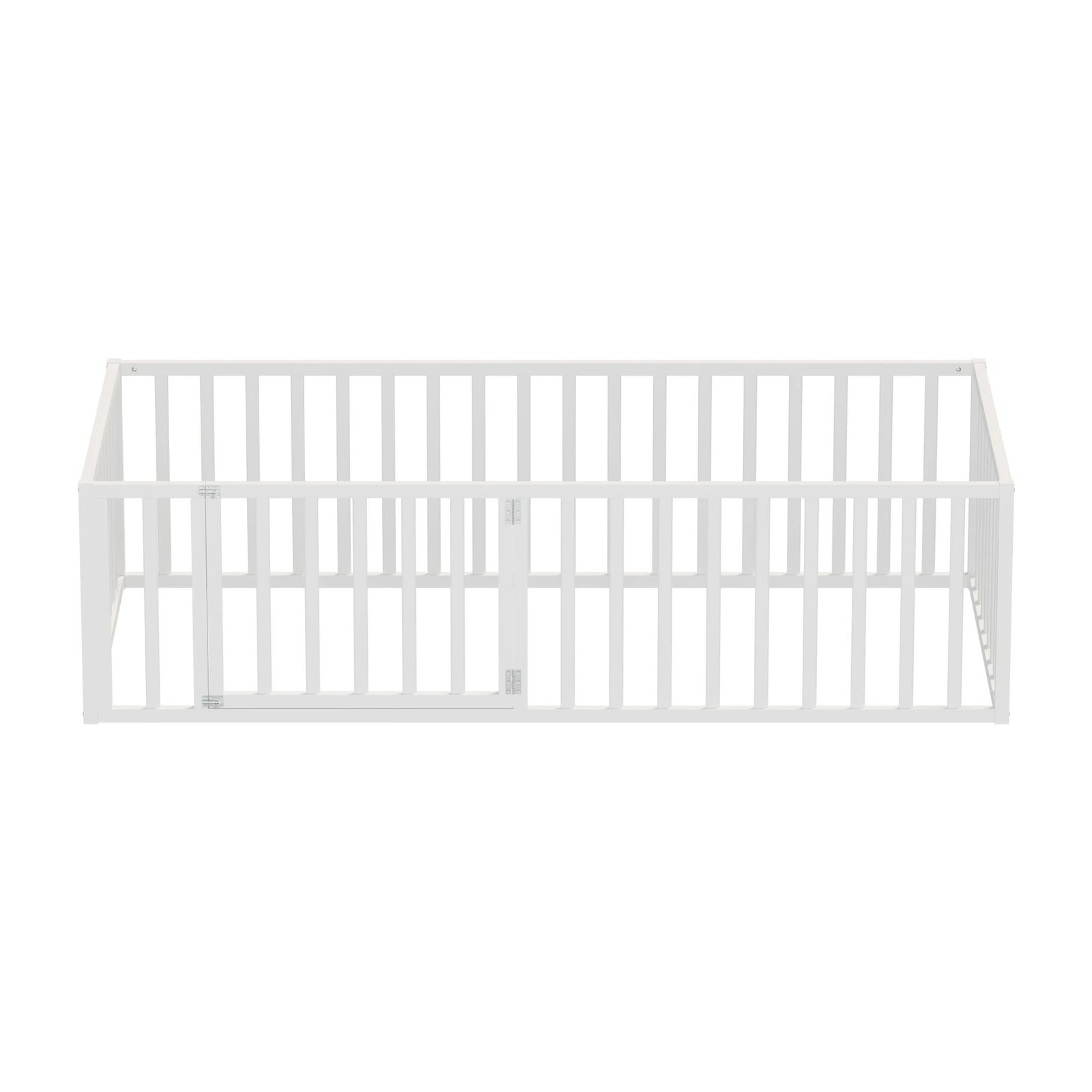 6 Oikiture 2-in-1 Kids Bed Play Centre Wooden Fence Gate Single - White, 6 of 8