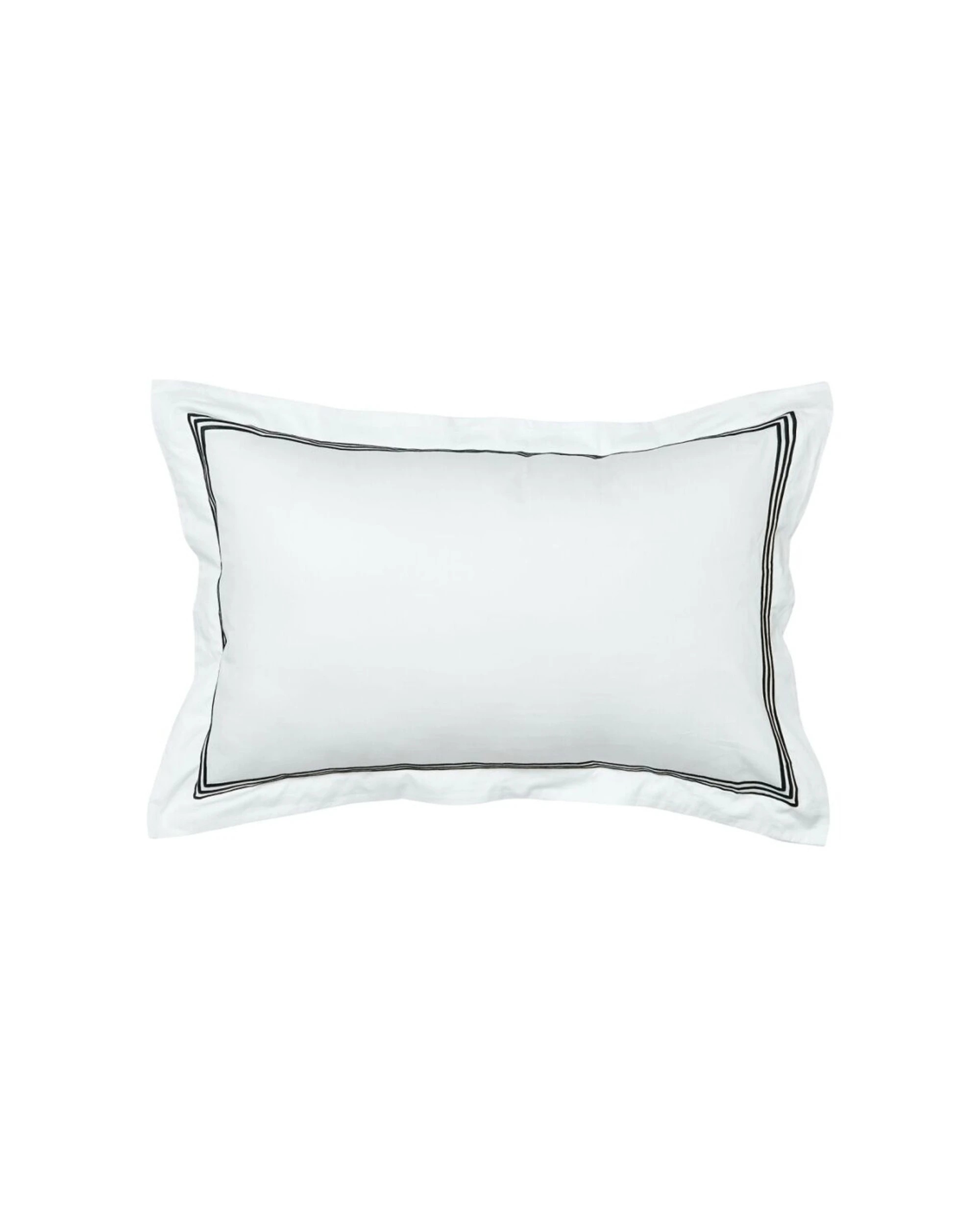 1 Grosvenor House 500TC Hotel Embroidered Tailored Pillowcase With Black - White, 1 of 3