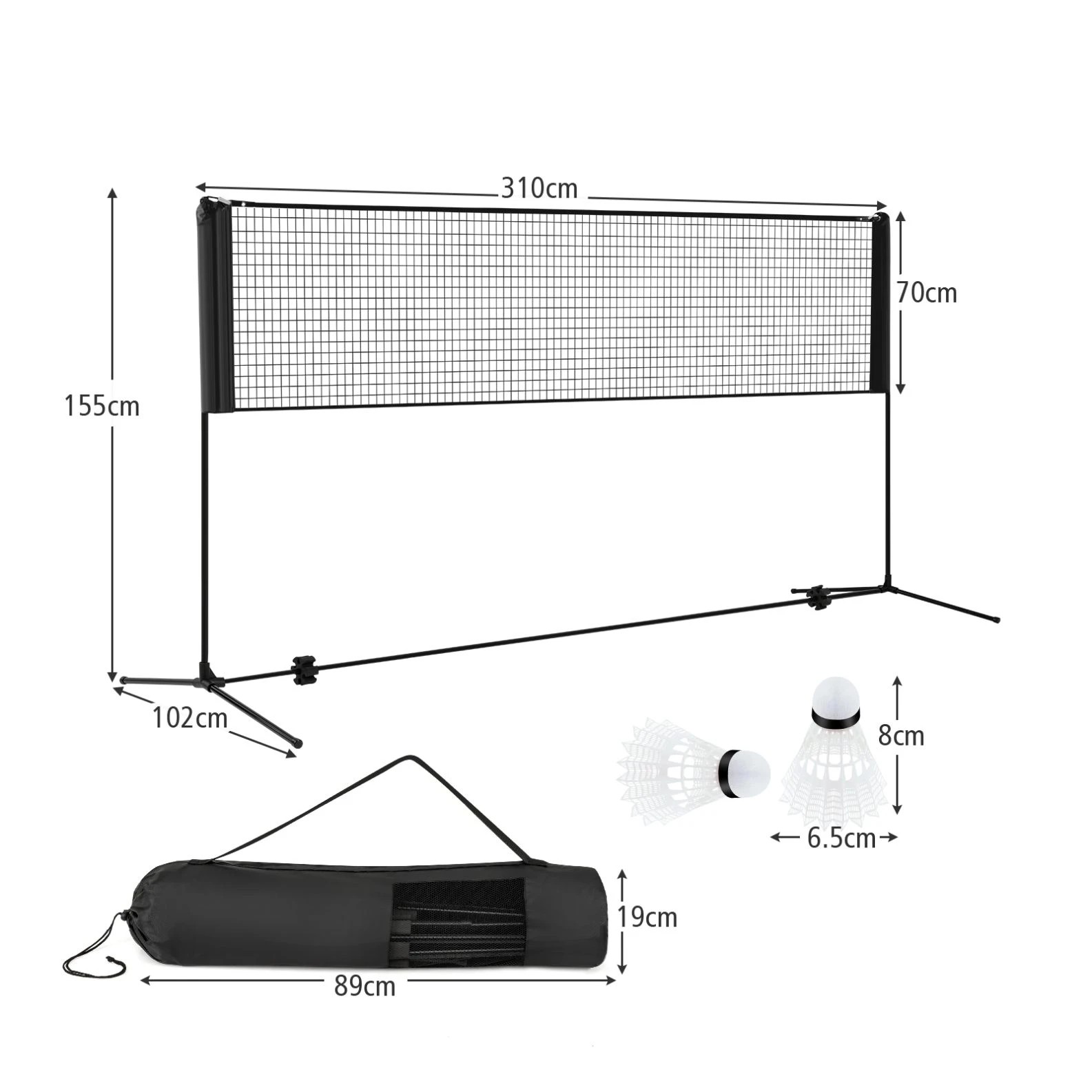 4 Costway Badminton Tennis Net Set Portable Volleyball Kit Outdoor Fitness Sports Exercise Training - Black, 4 of 4
