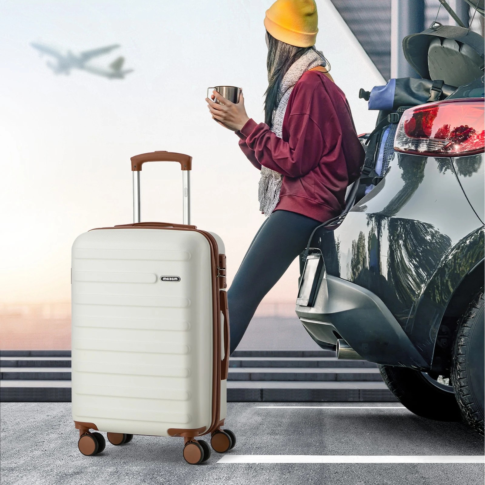 4 Mazam 3PCS Luggage Suitcase Trolley Set TSA Lock Hard Shell Case - White, 4 of 10